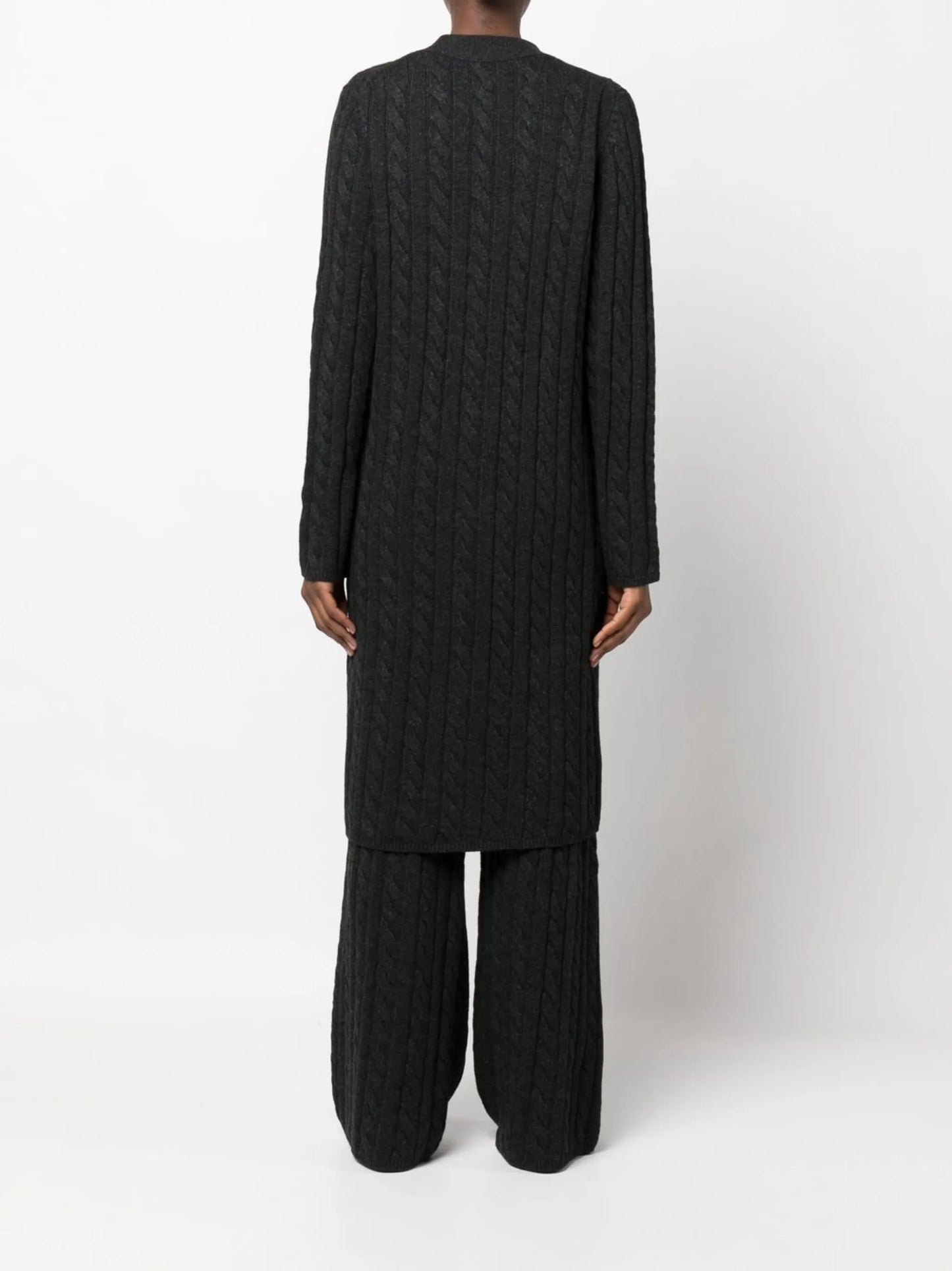 cable-knit midi cardigan