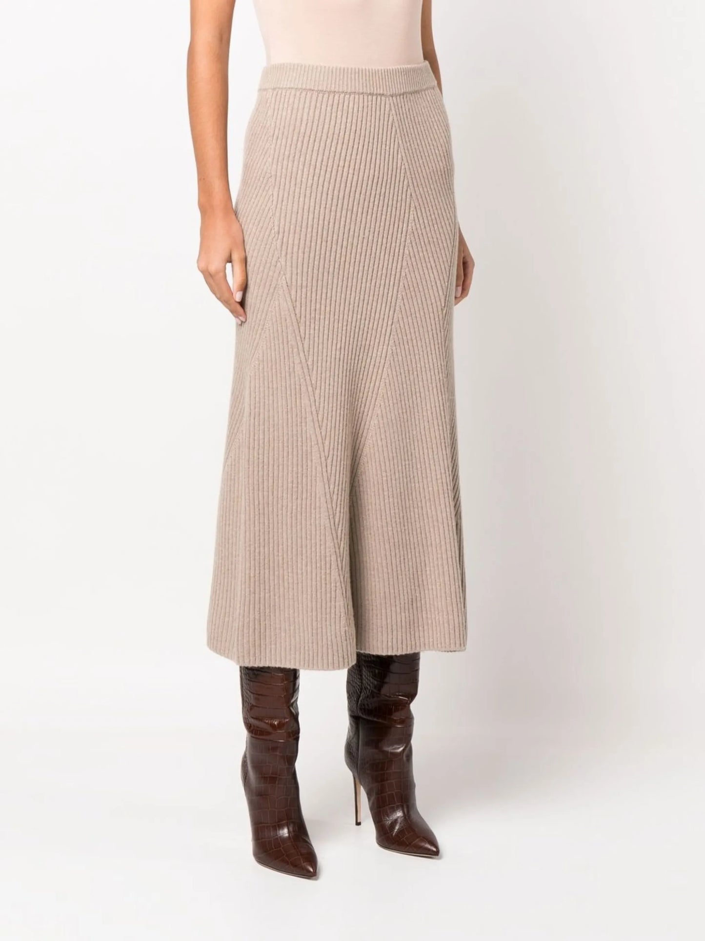 ribbed-knit midi skirt