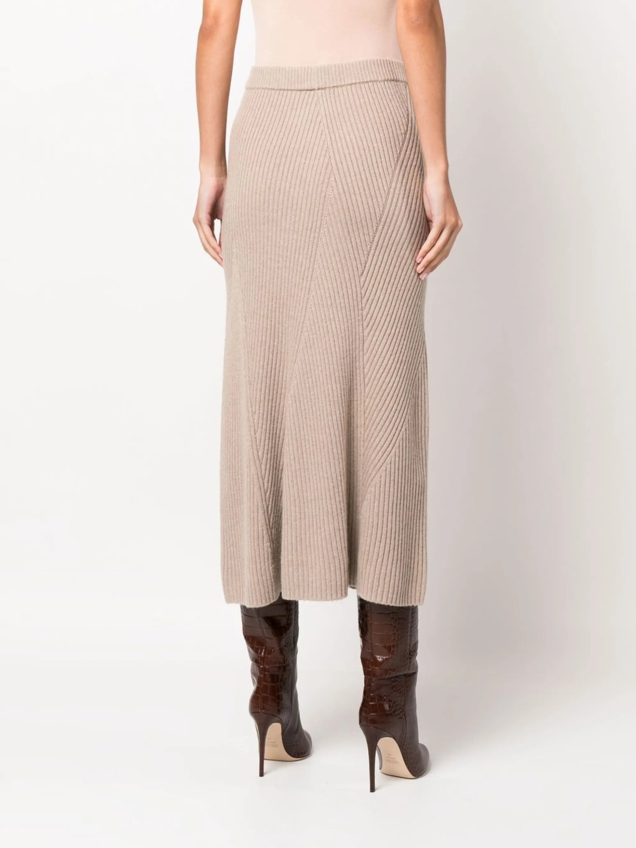 ribbed-knit midi skirt