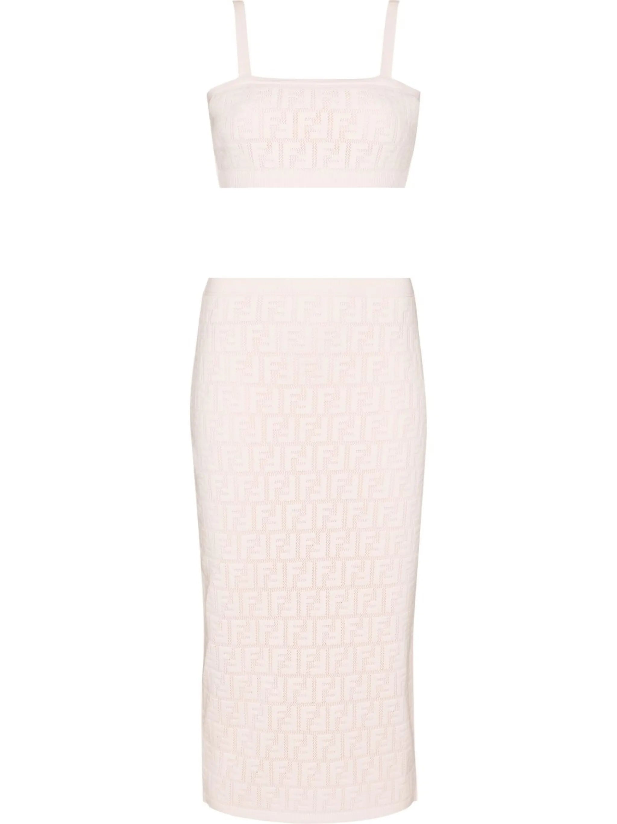 embossed FF logo top and midi skirt set