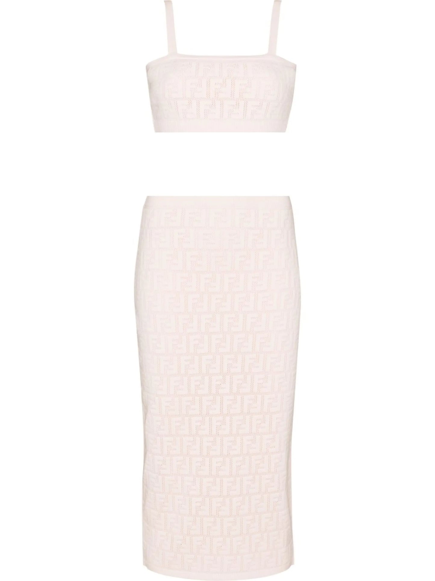embossed FF logo top and midi skirt set