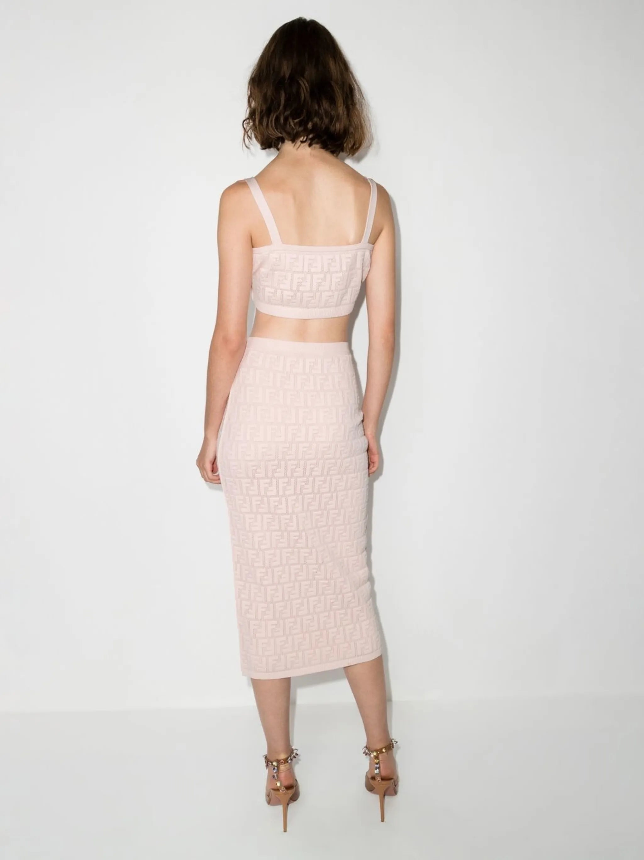 embossed FF logo top and midi skirt set