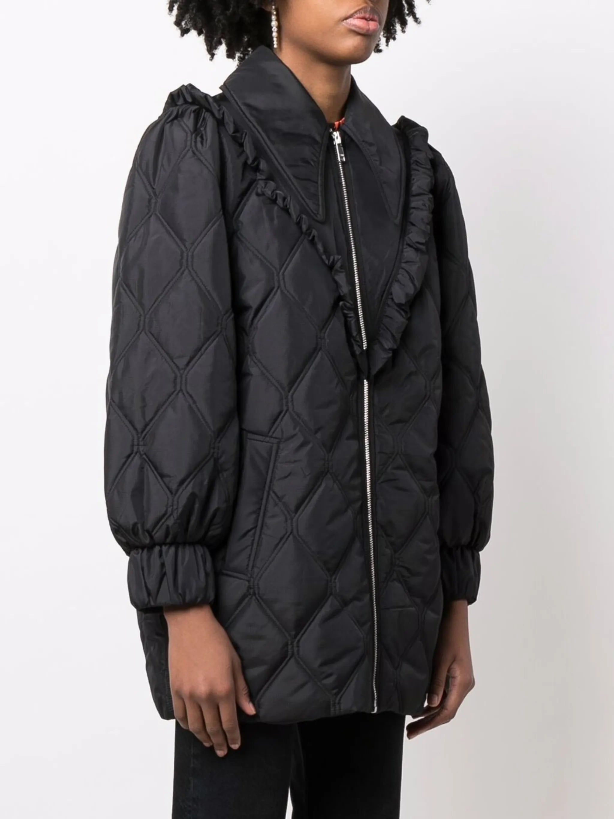 balloon-sleeve recycled ripstop quilted jacket