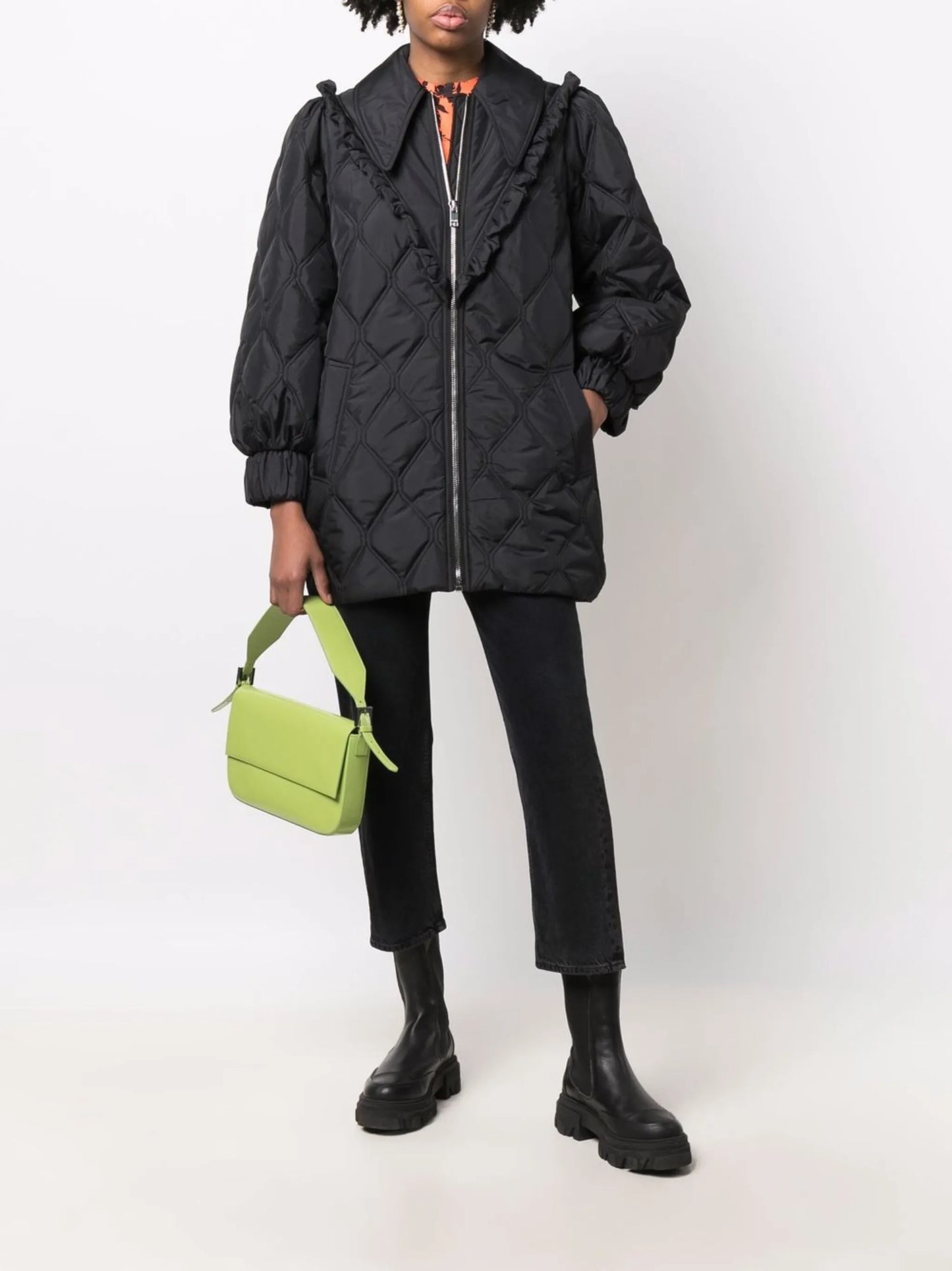 balloon-sleeve recycled ripstop quilted jacket