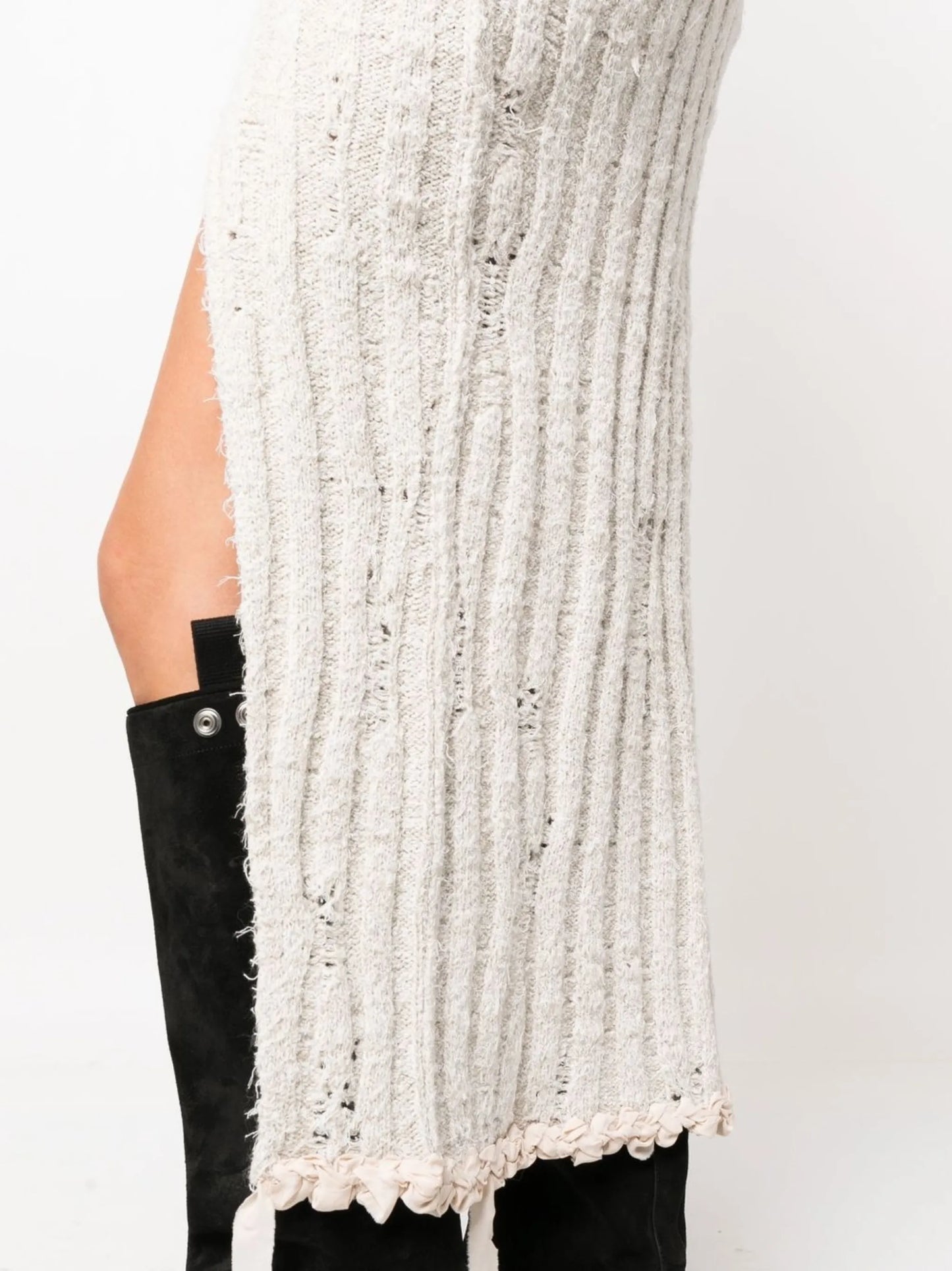 Kolanda distressed-knit midi skirt