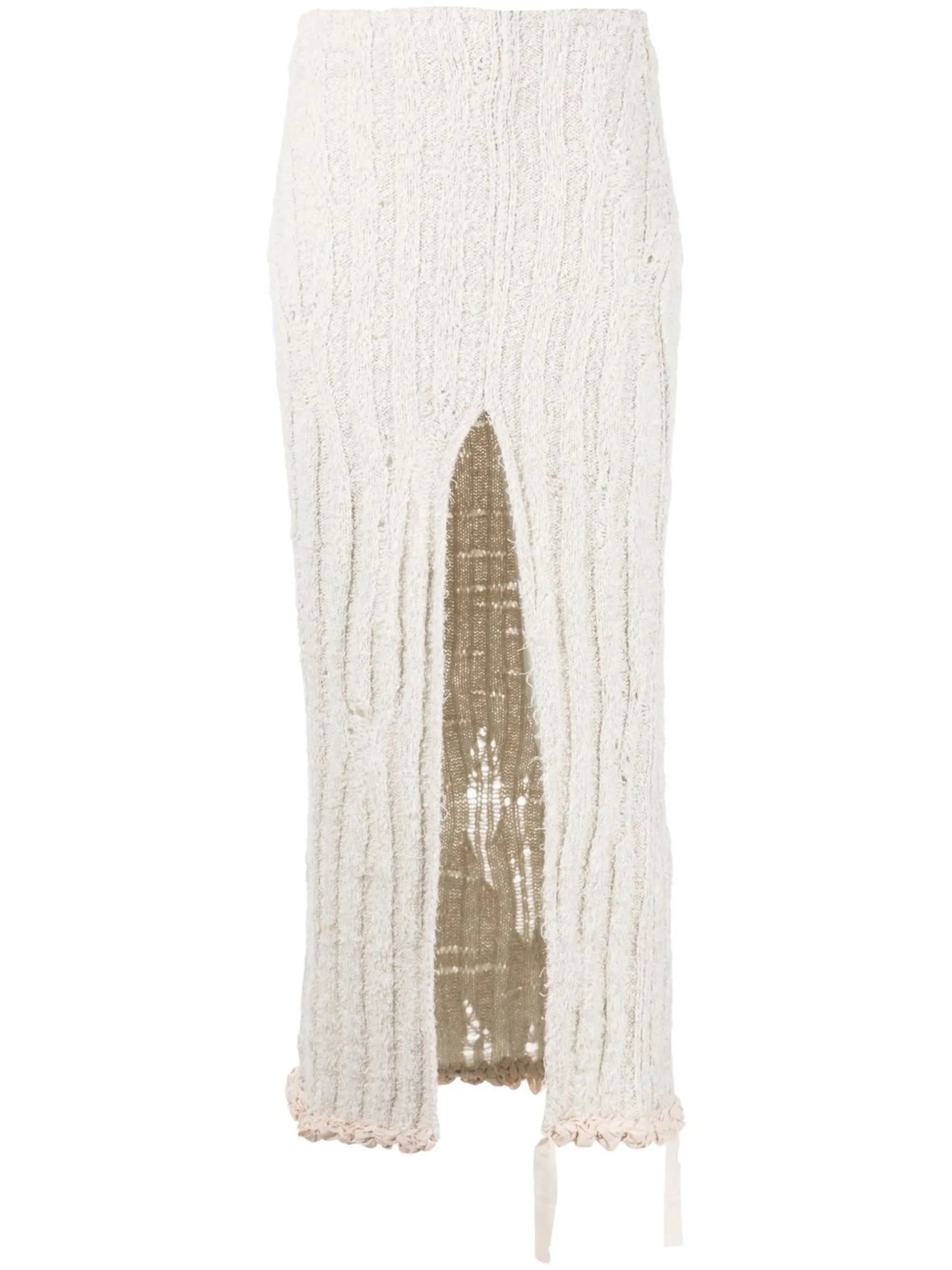 Kolanda distressed-knit midi skirt