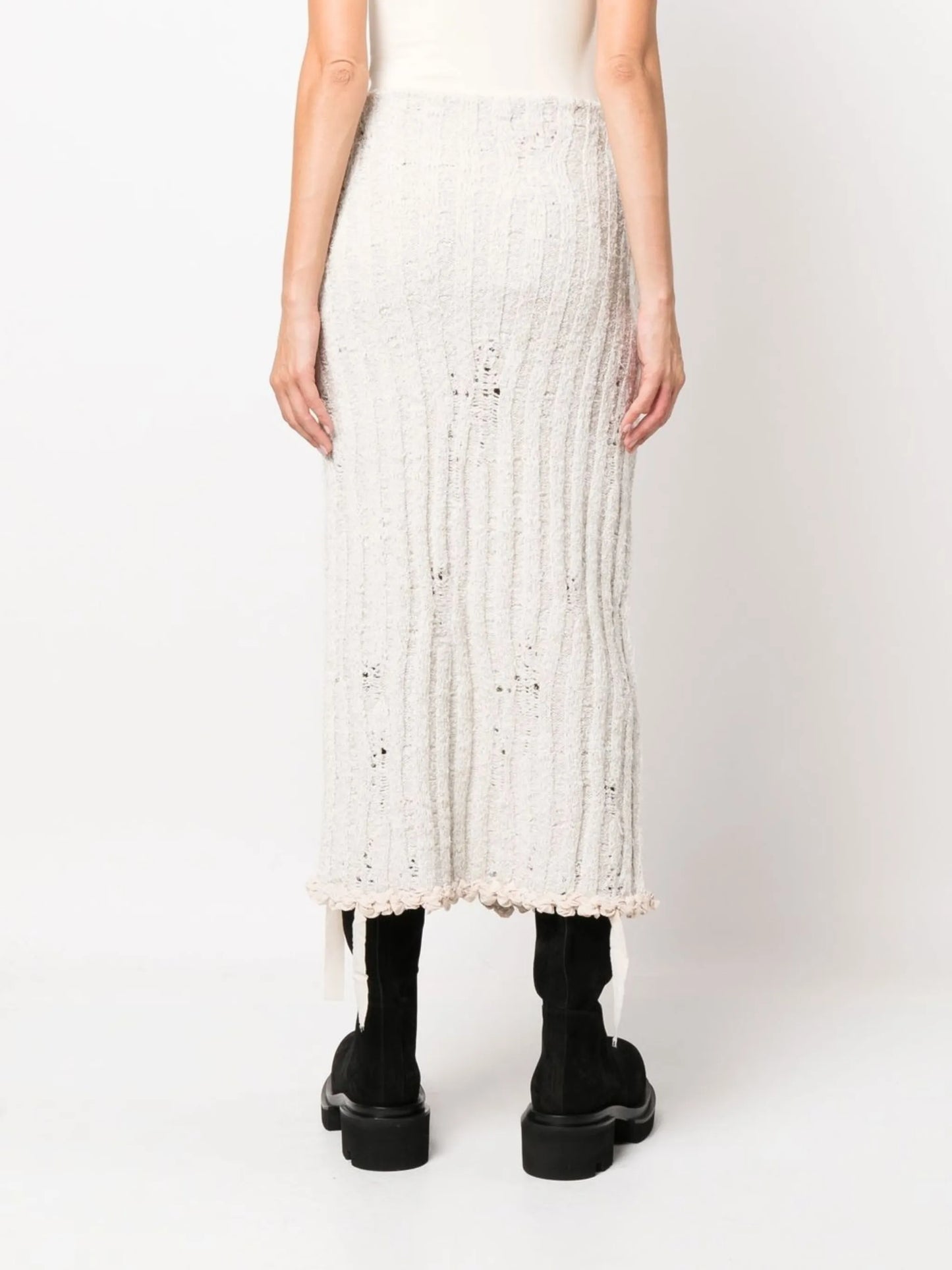 Kolanda distressed-knit midi skirt