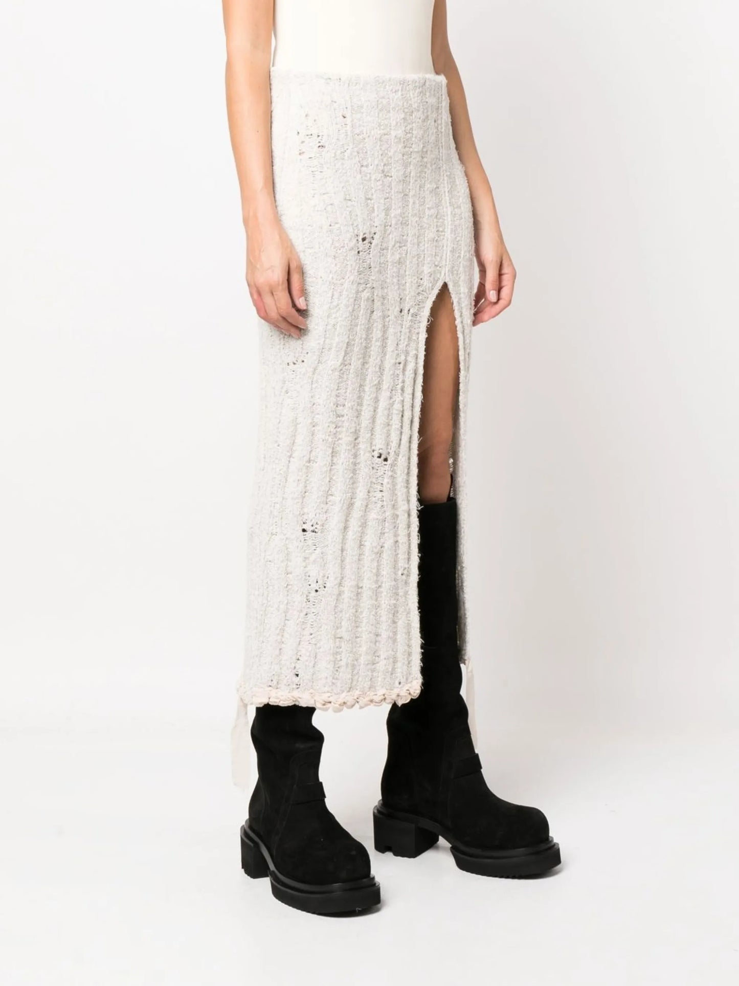 Kolanda distressed-knit midi skirt