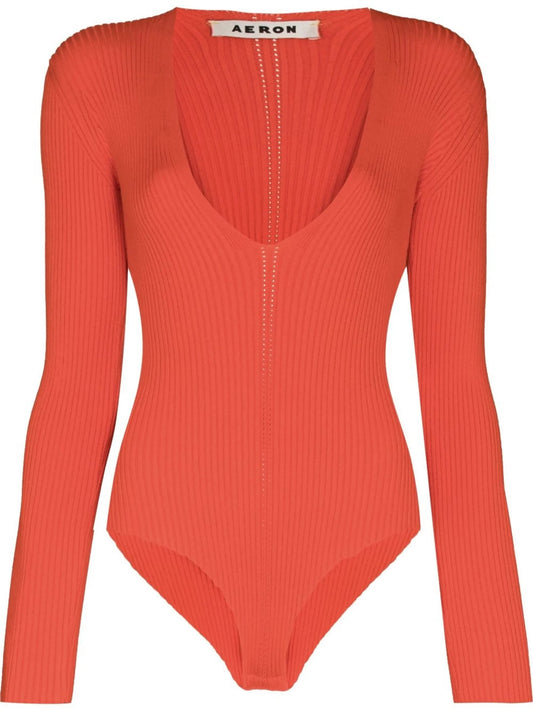 Falaise V-neck ribbed knit bodysuit