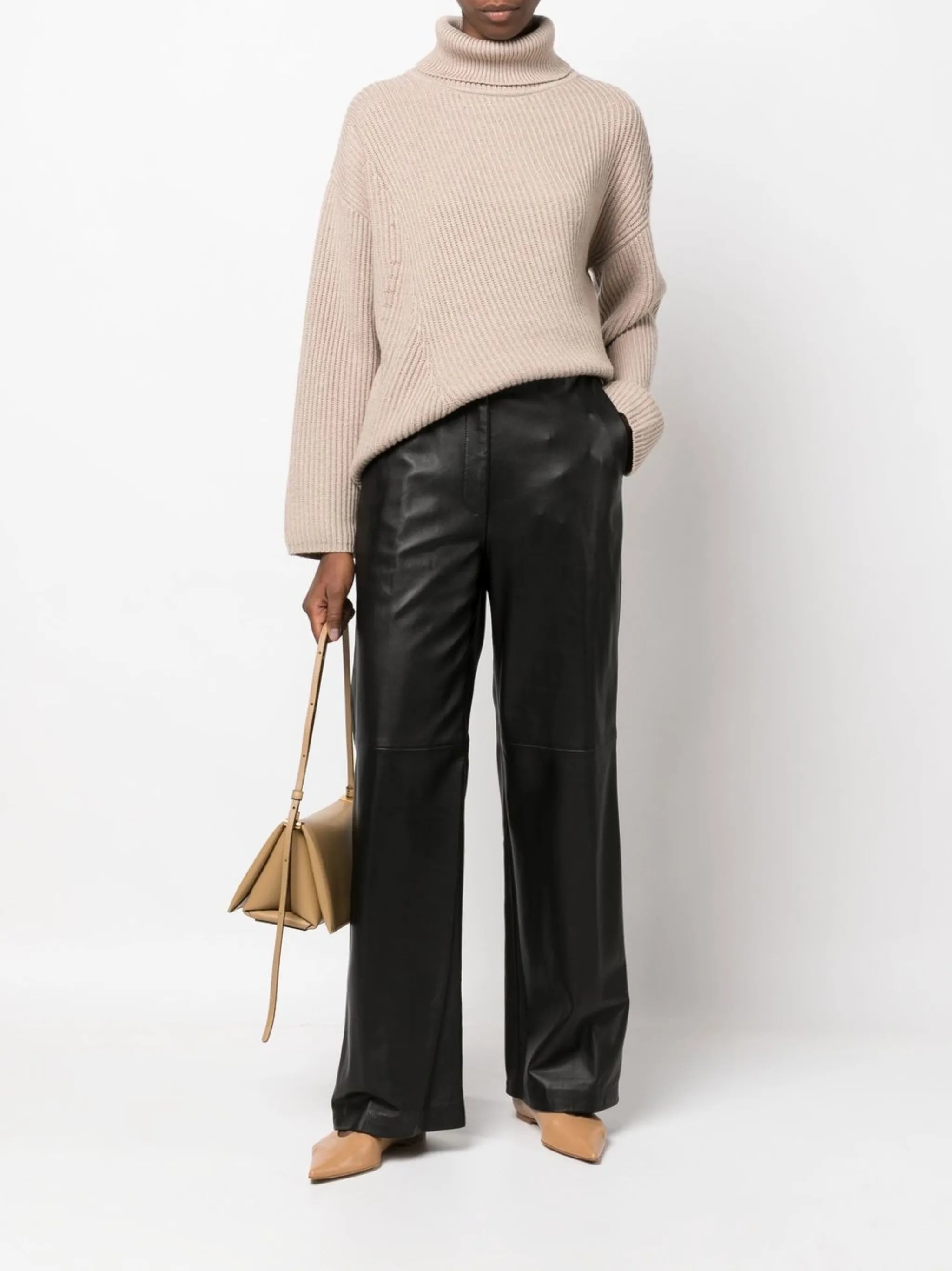 roll-neck ribbed-knit jumper
