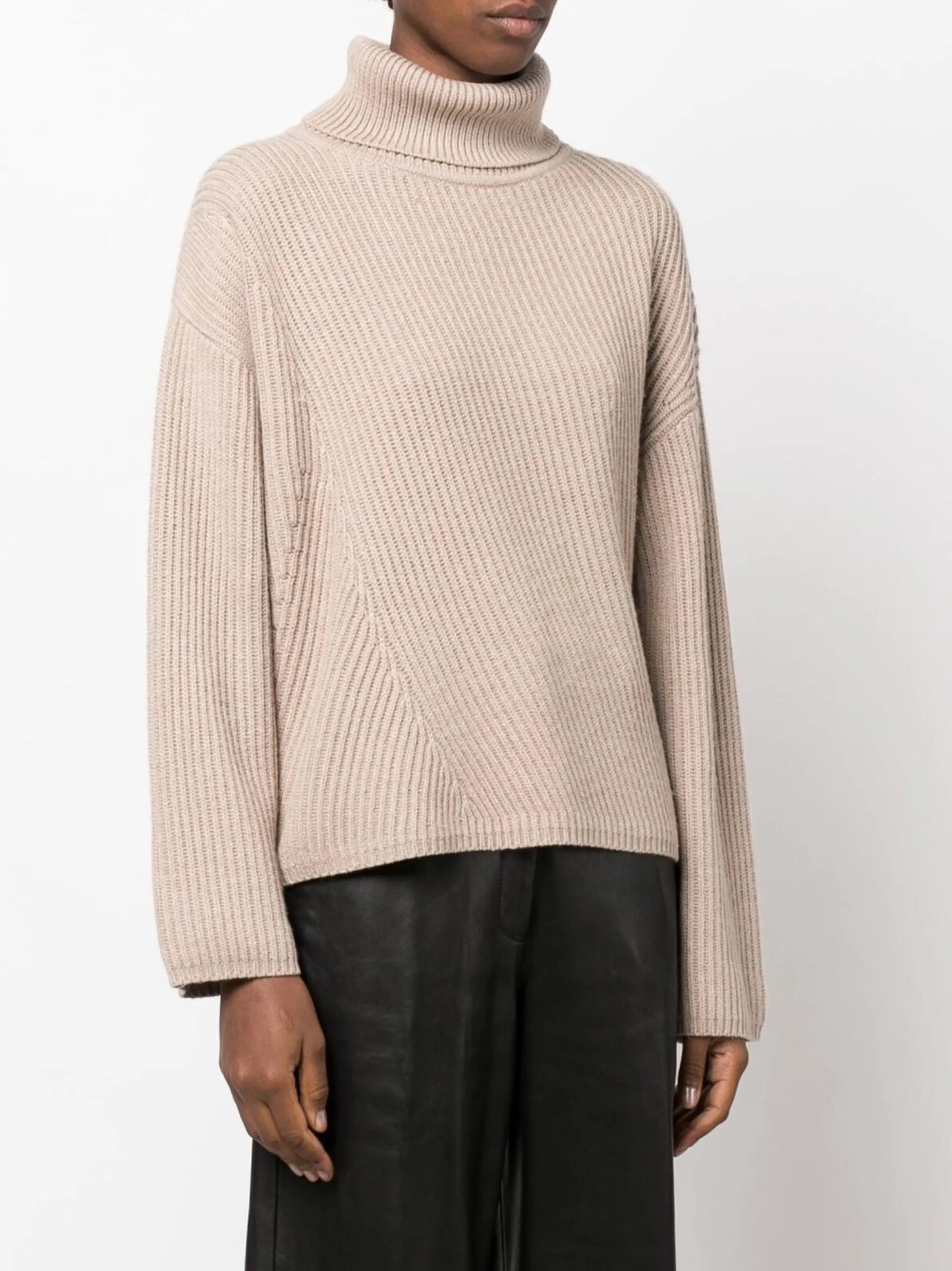 roll-neck ribbed-knit jumper
