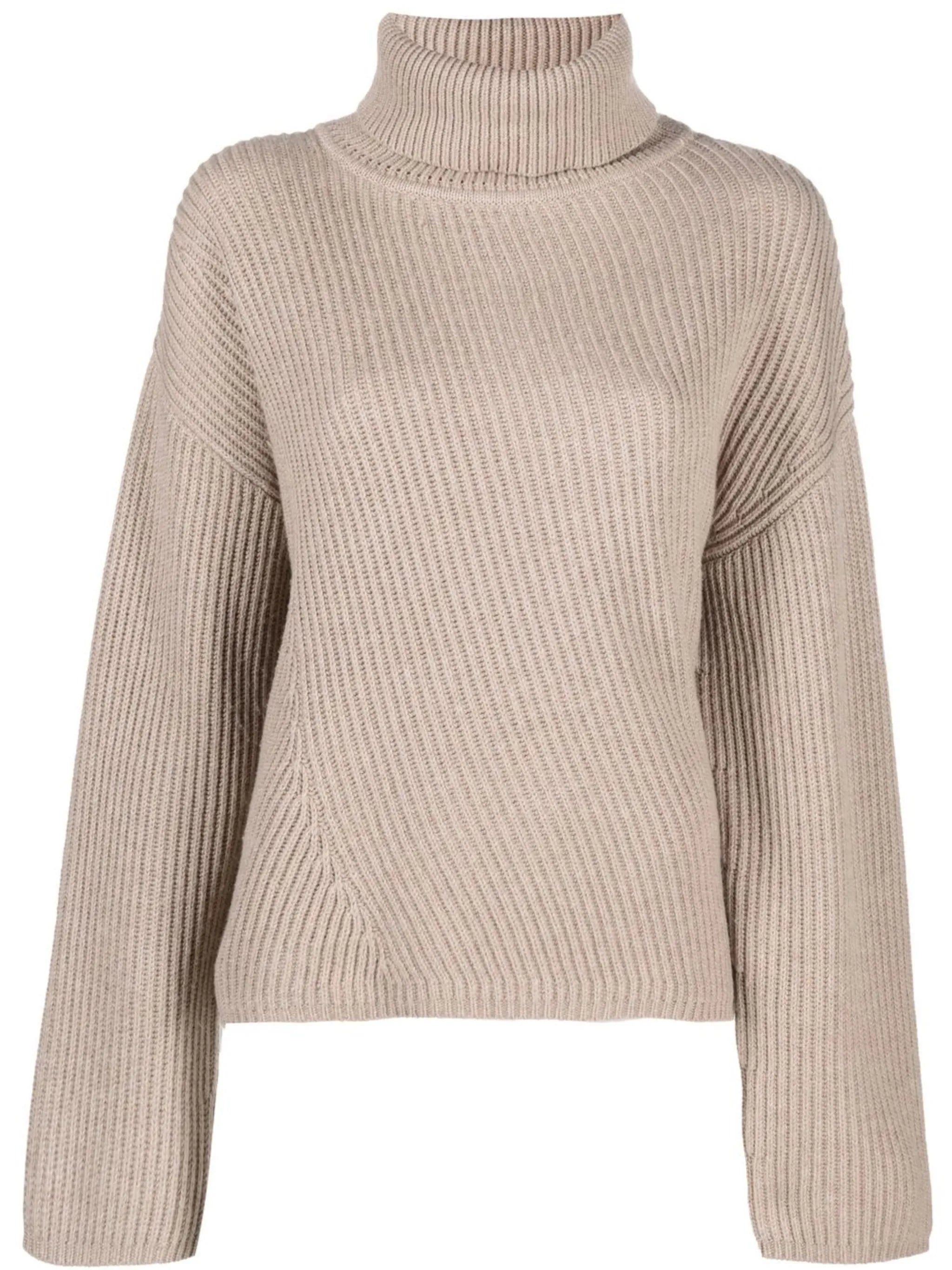 roll-neck ribbed-knit jumper
