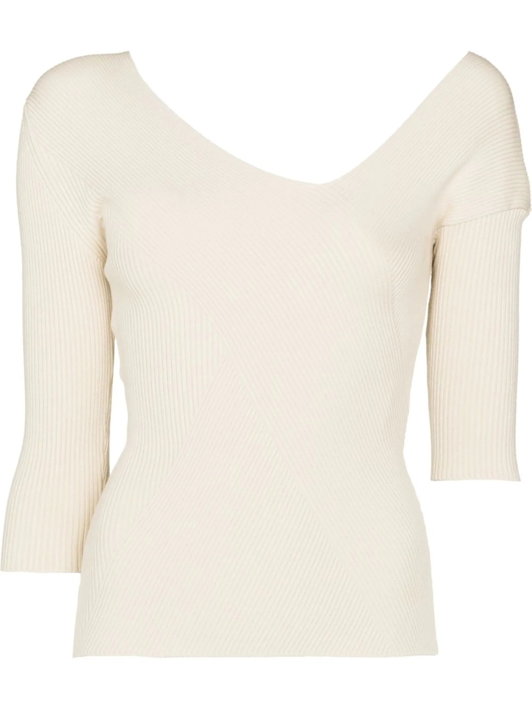 Jandar ribbed-knit crop-sleeve top