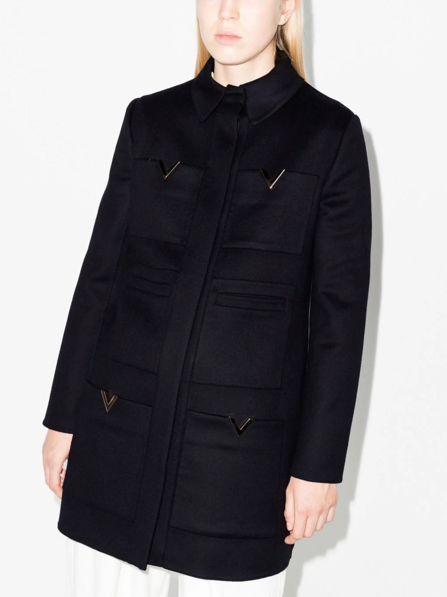 logo-plaque mid-length coat