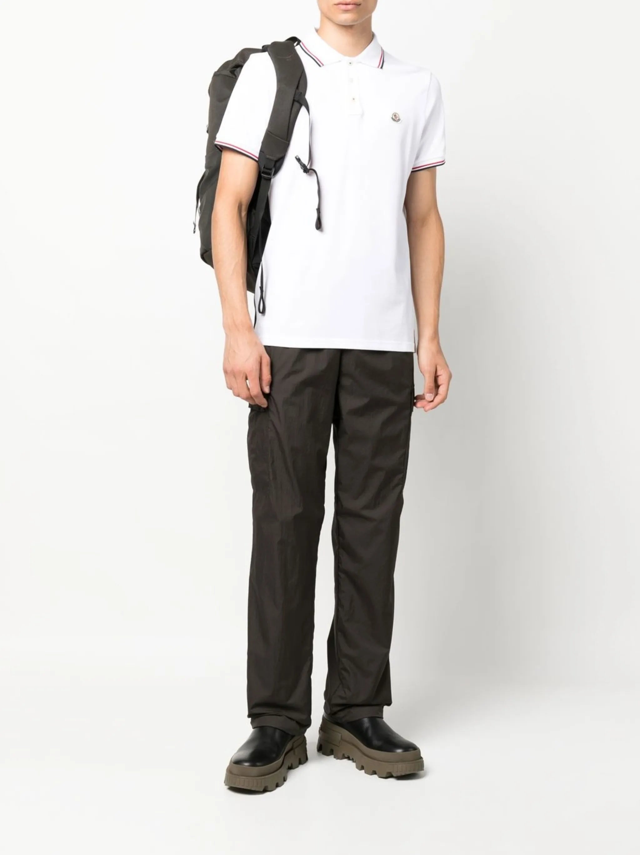 logo-patch tipped polo shirt