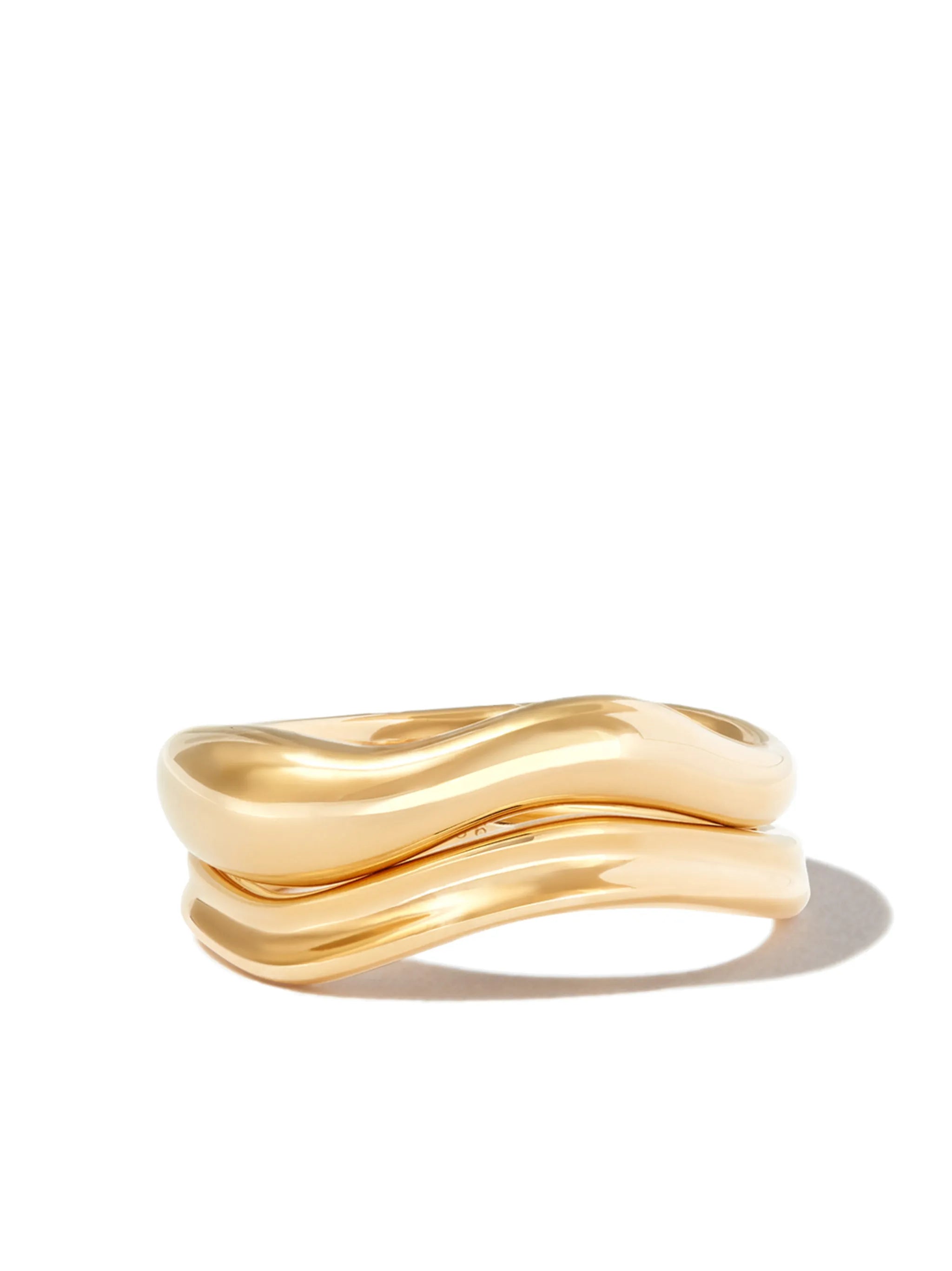 Wave gold-plated sterling silver rings