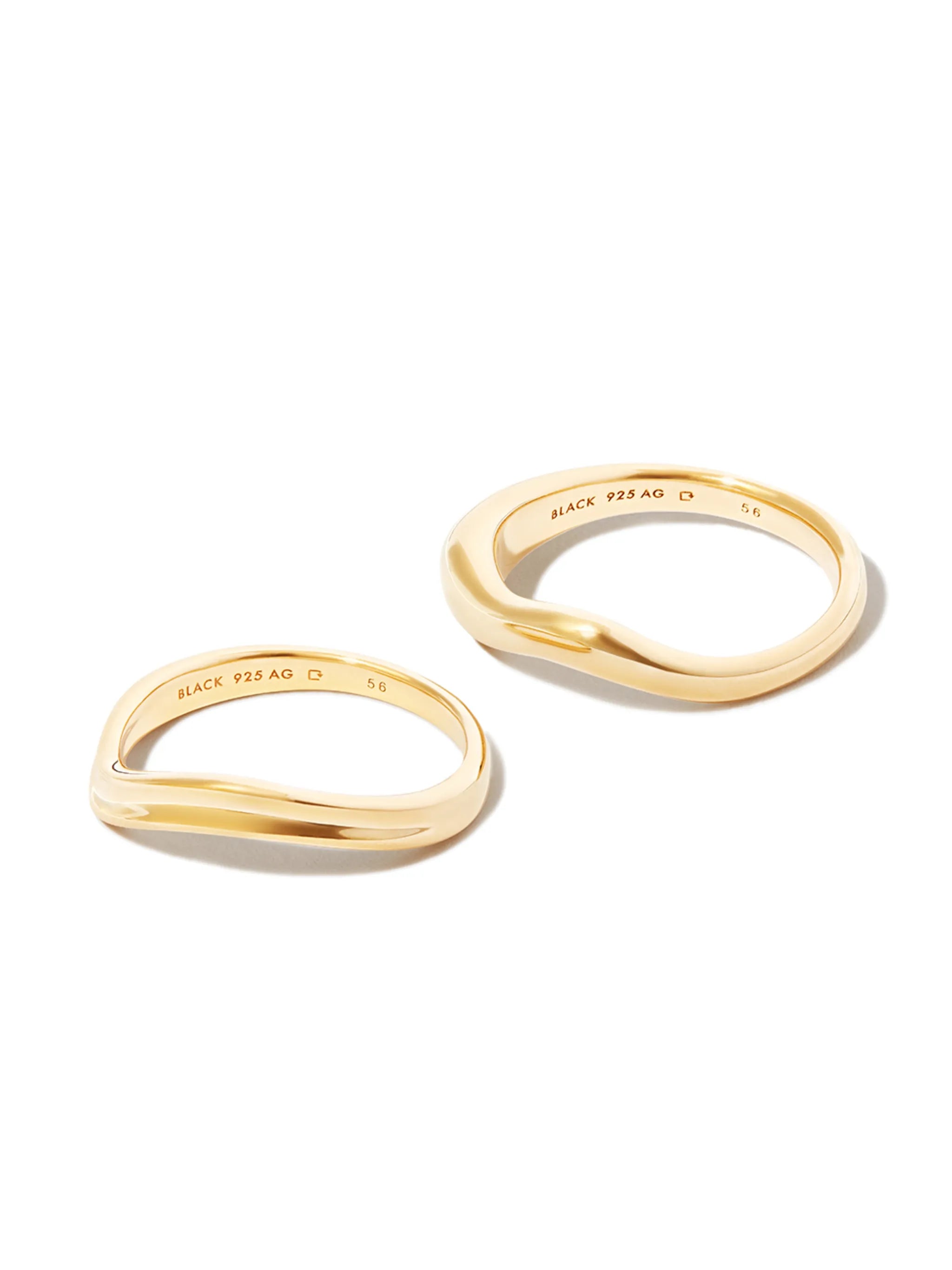 Wave gold-plated sterling silver rings