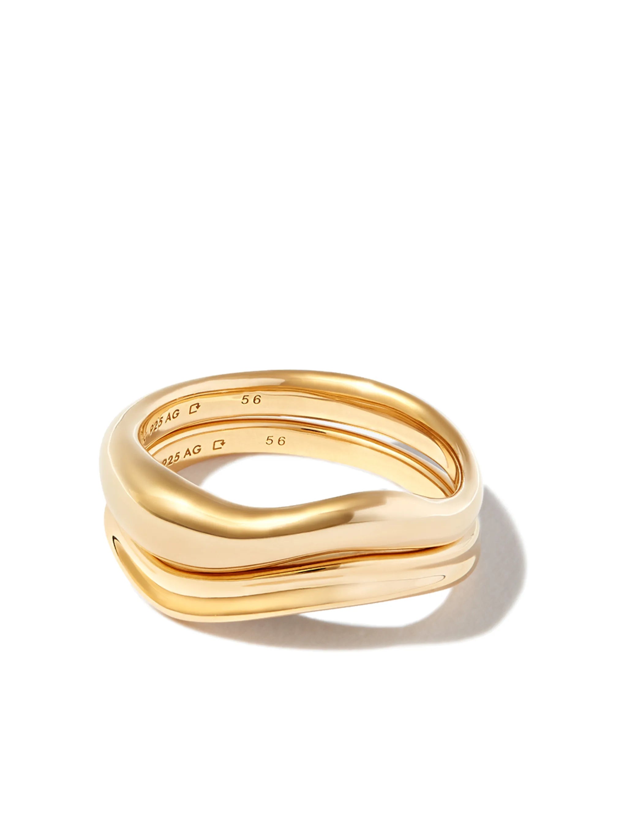 Wave gold-plated sterling silver rings