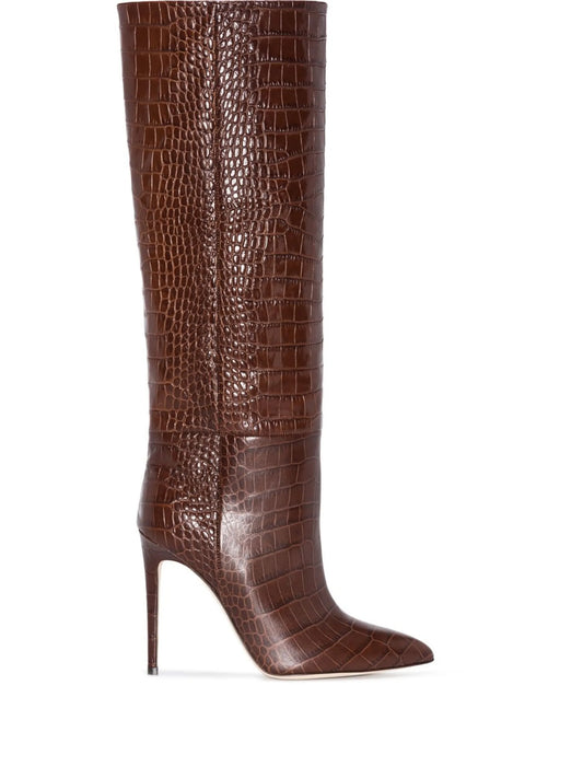 115mm crocodile-effect knee boots