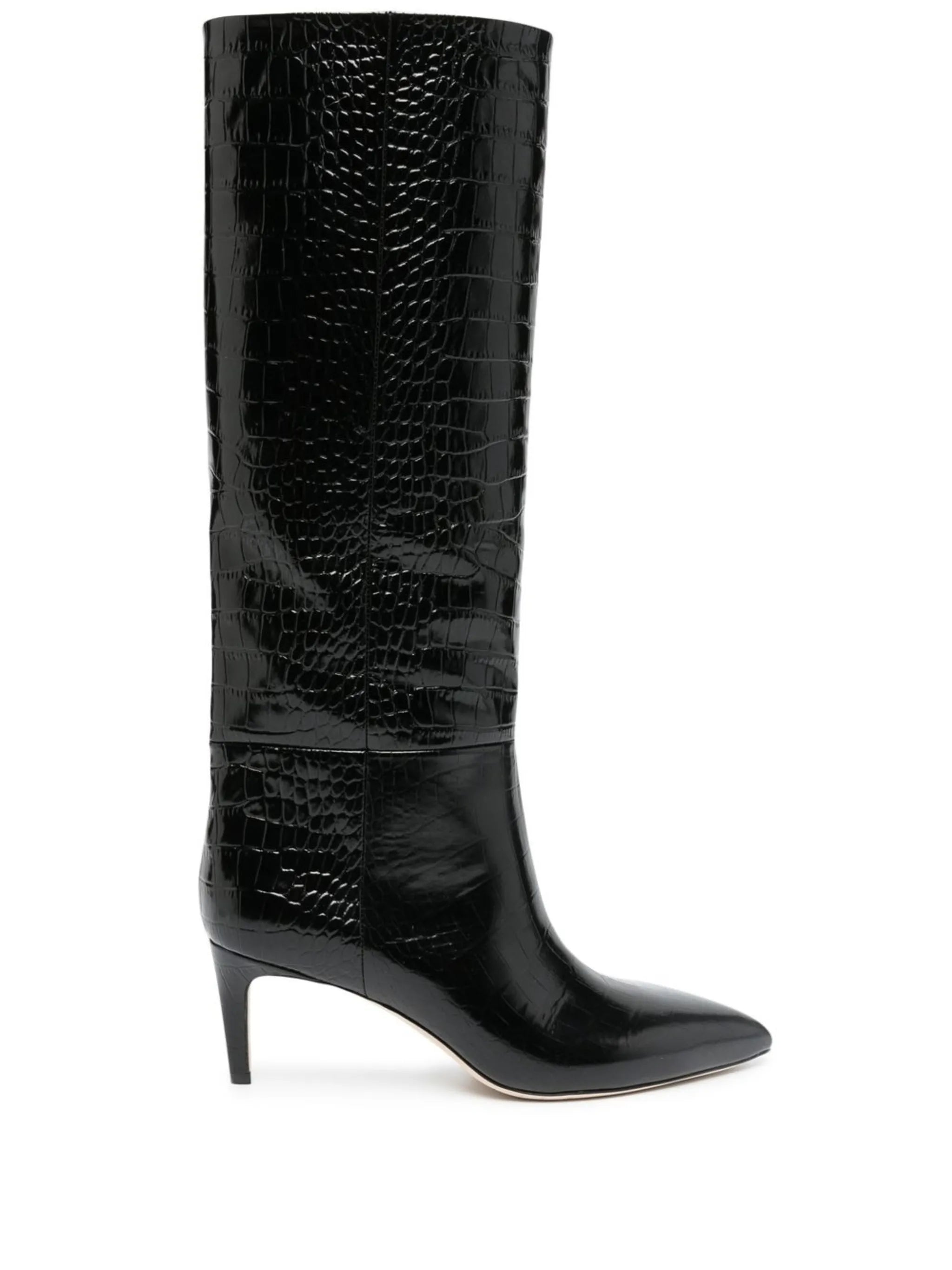 crocodile-embossed leather boots
