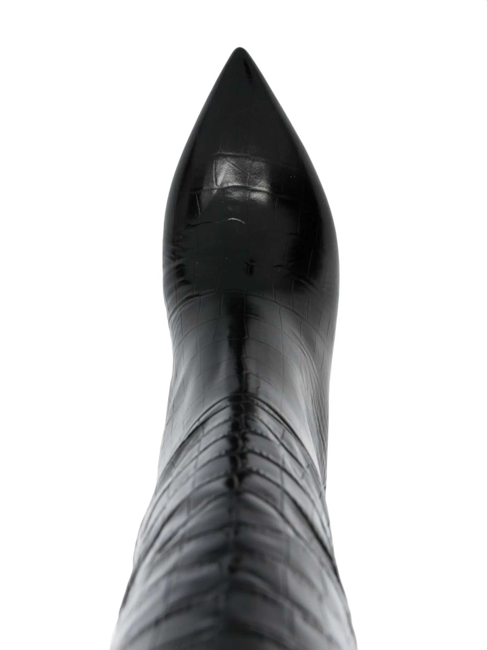 crocodile-embossed leather boots
