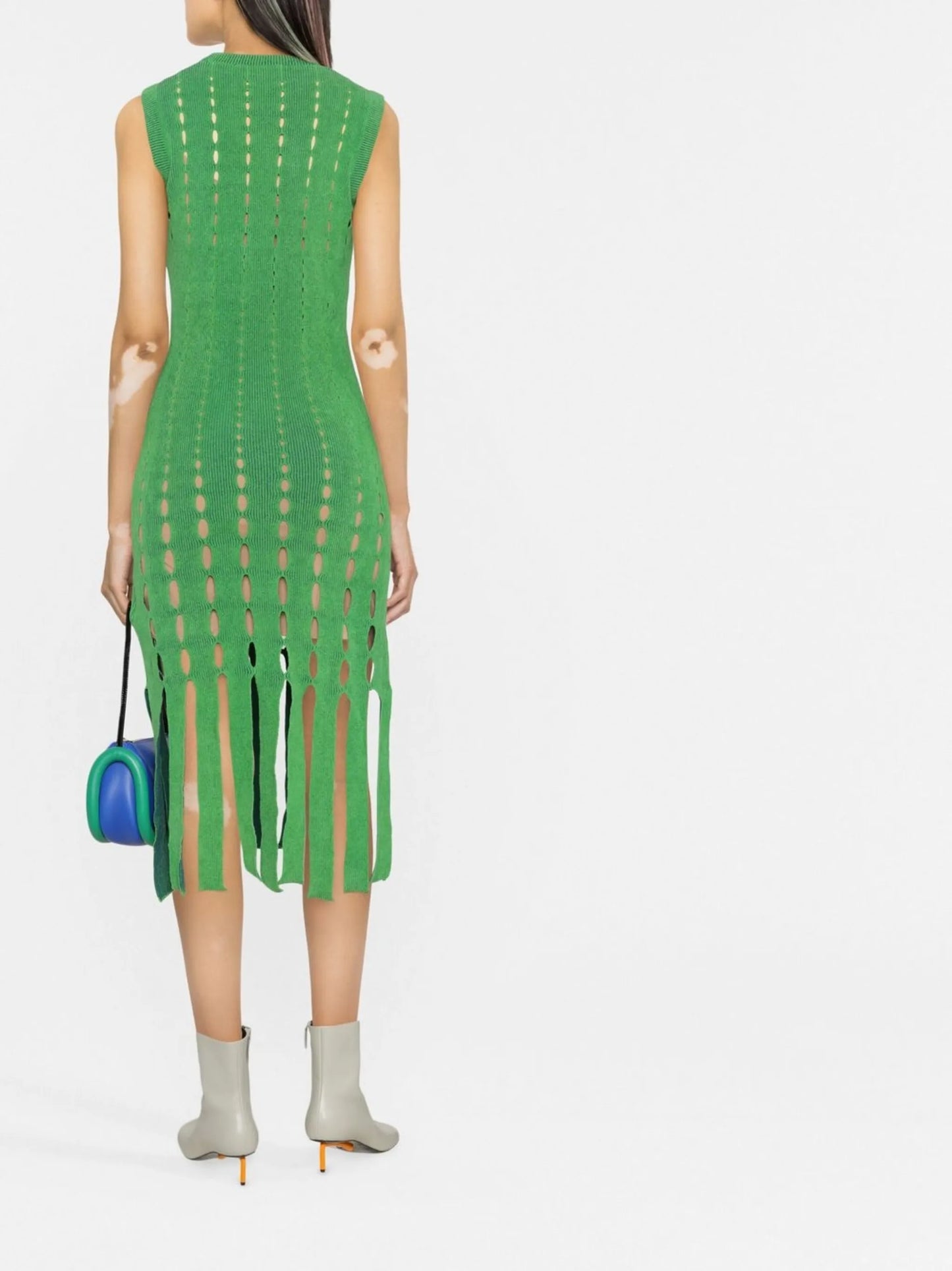 knitted cut out midi dress