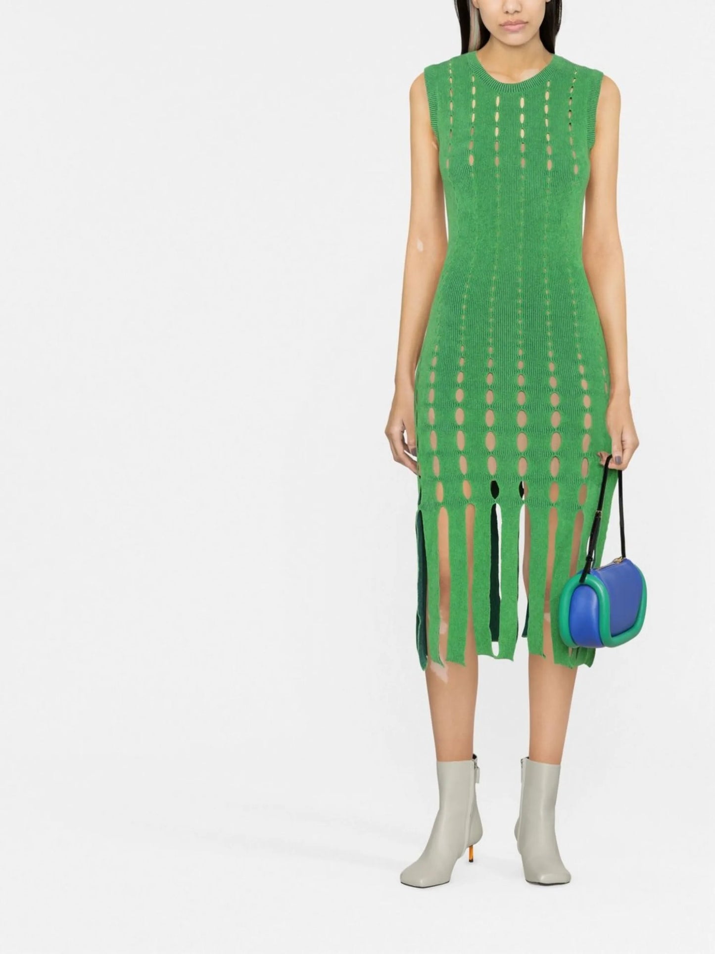 knitted cut out midi dress