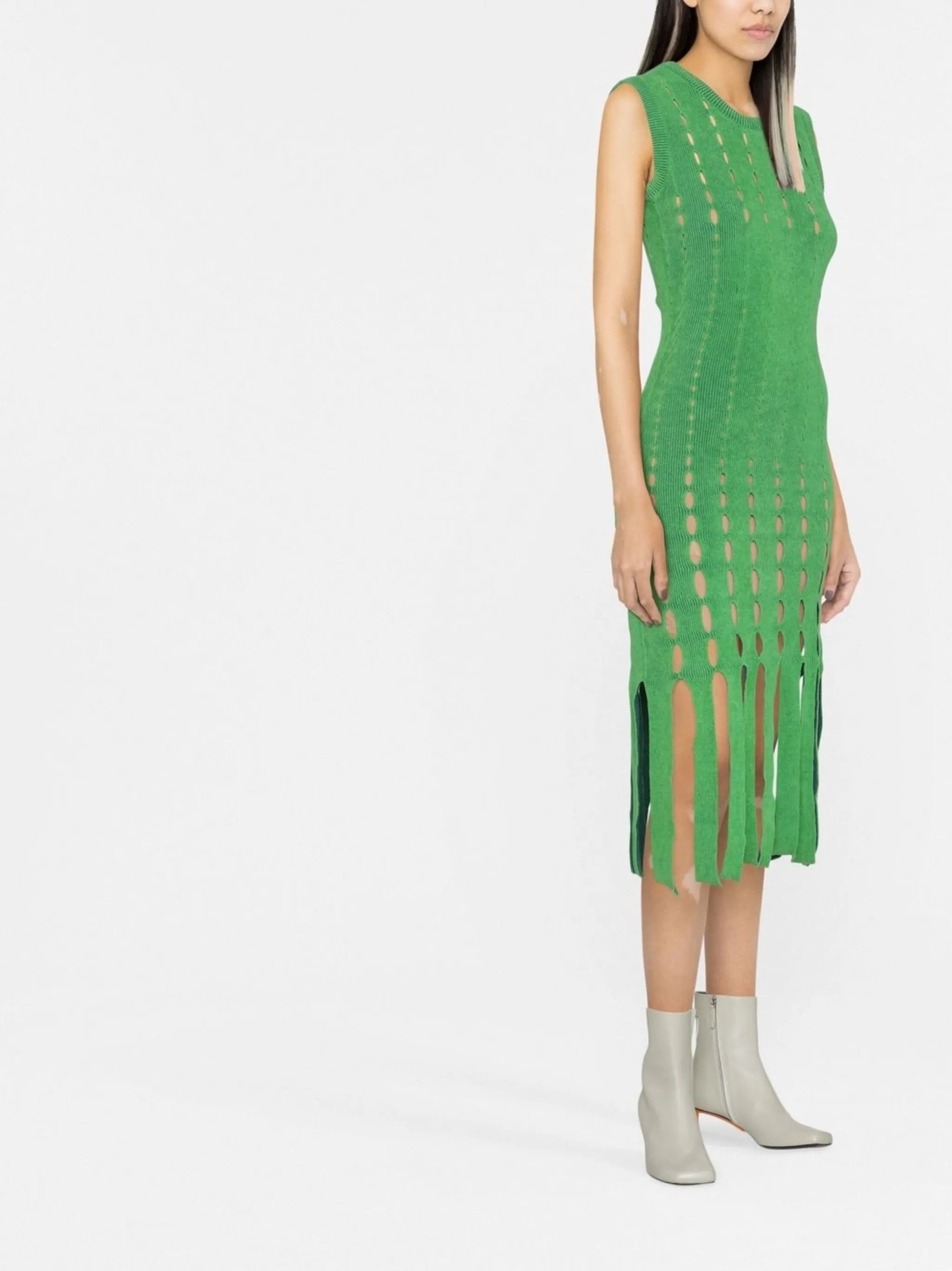 knitted cut out midi dress