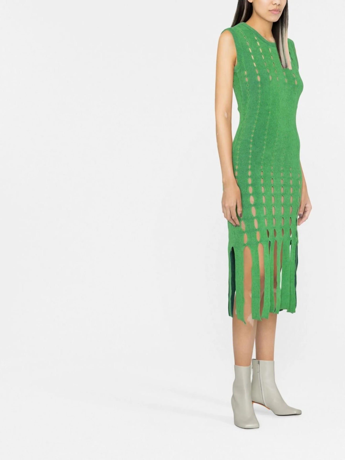 knitted cut out midi dress