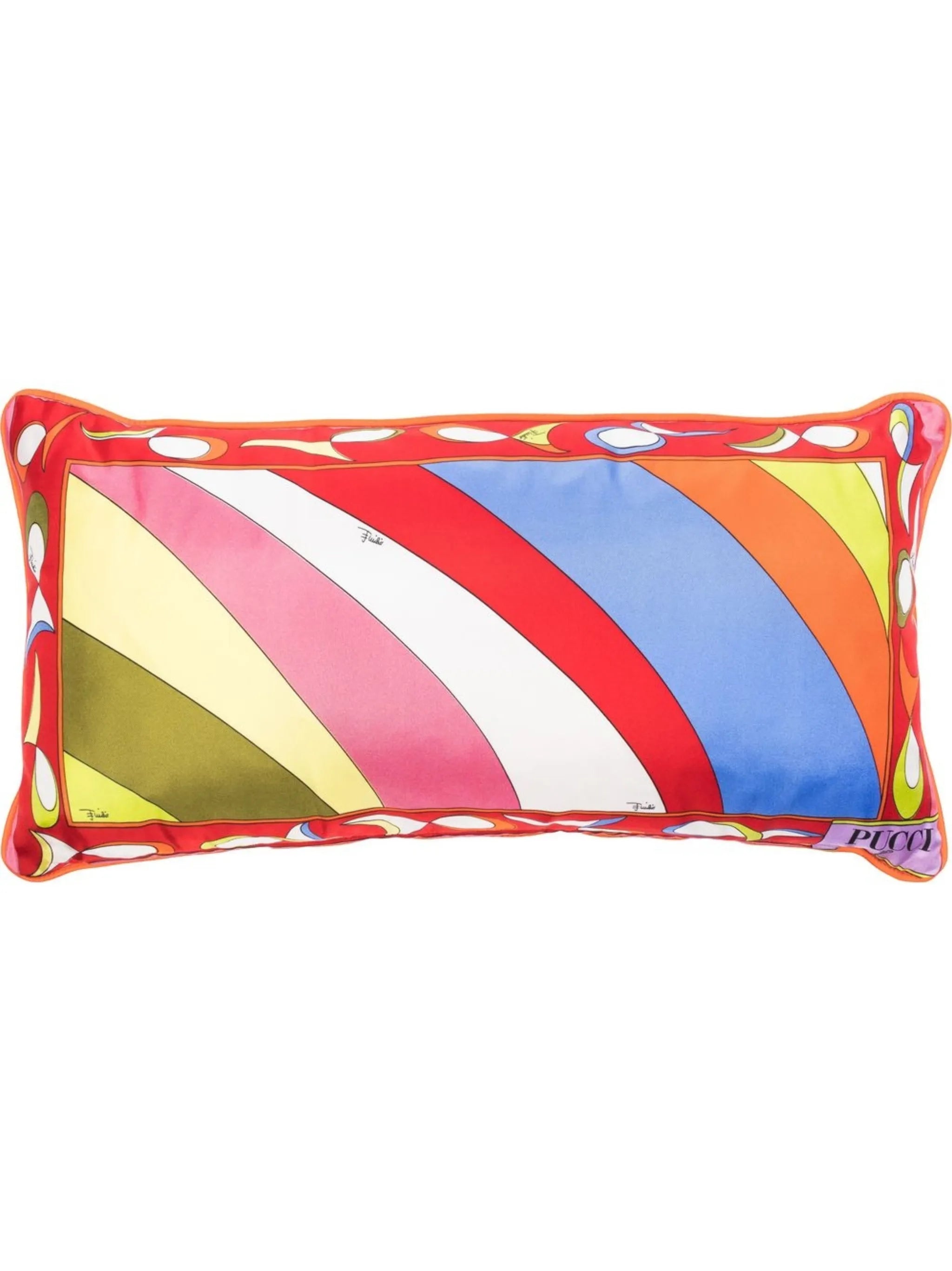 Pesci-print silk-twill cushion