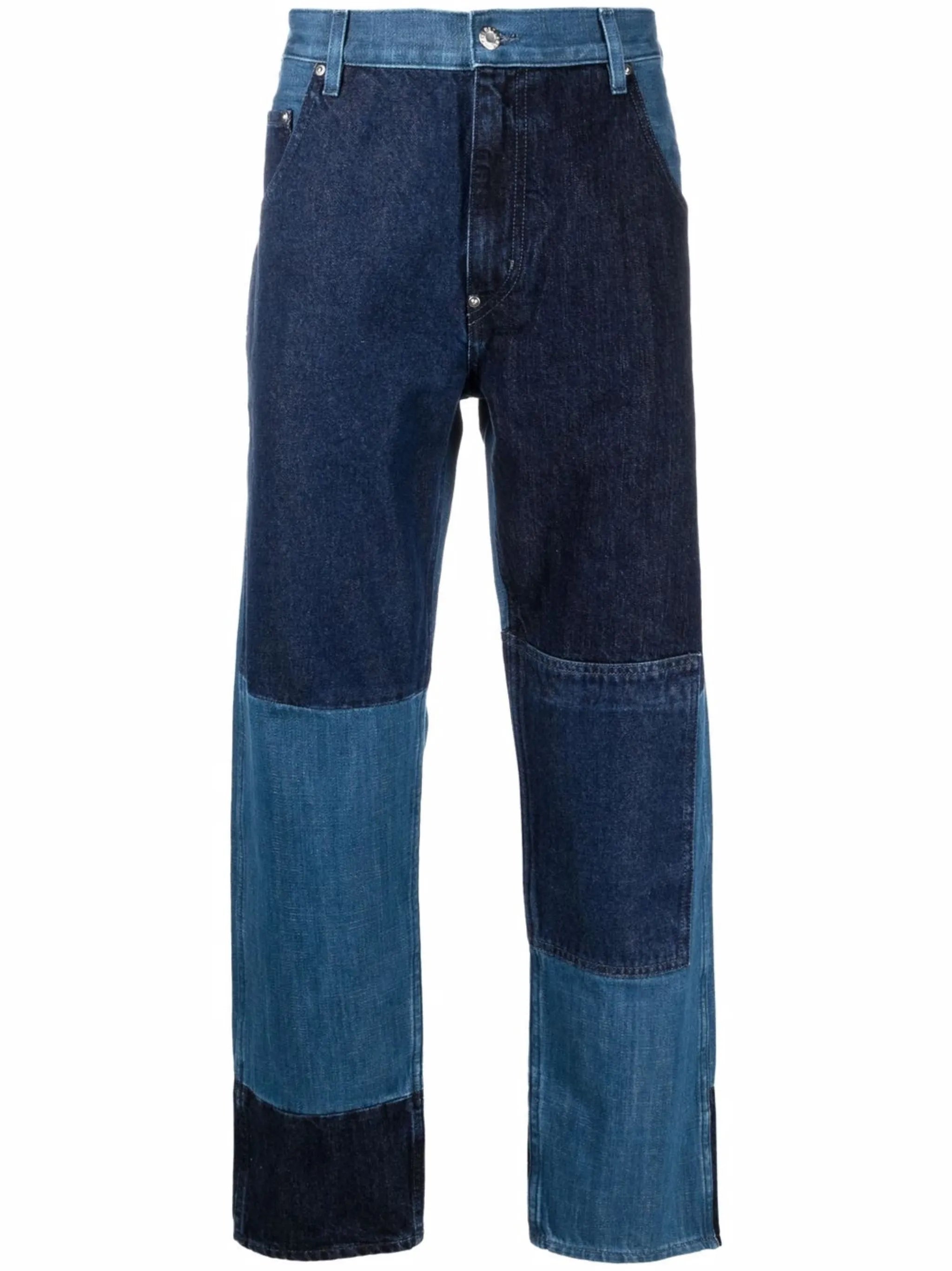patchwork straight-leg jeans