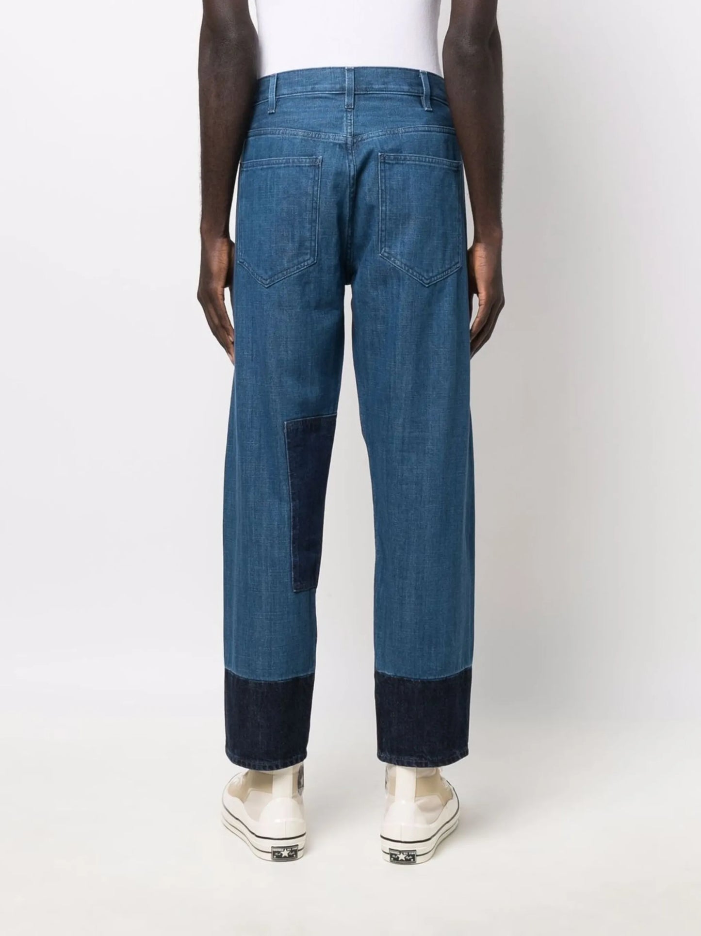 patchwork straight-leg jeans
