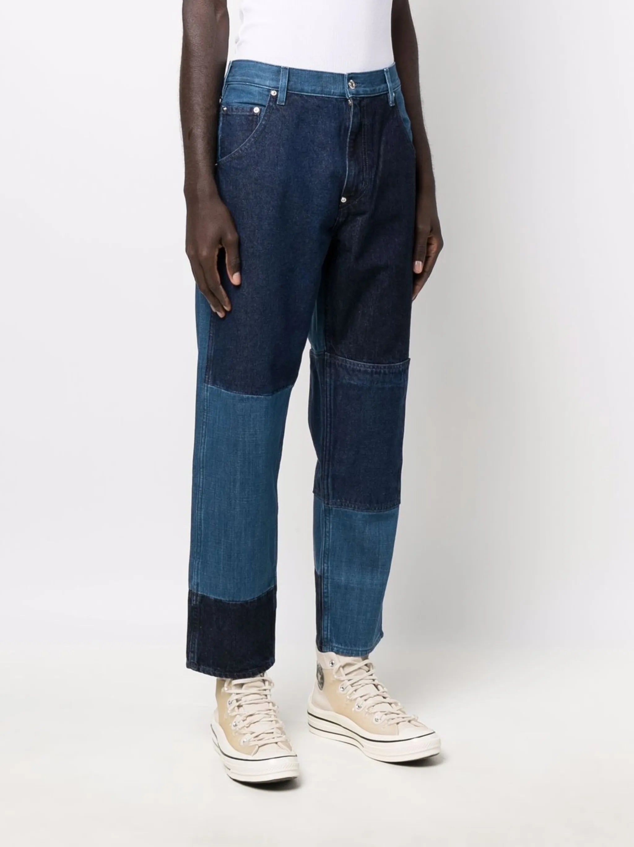 patchwork straight-leg jeans