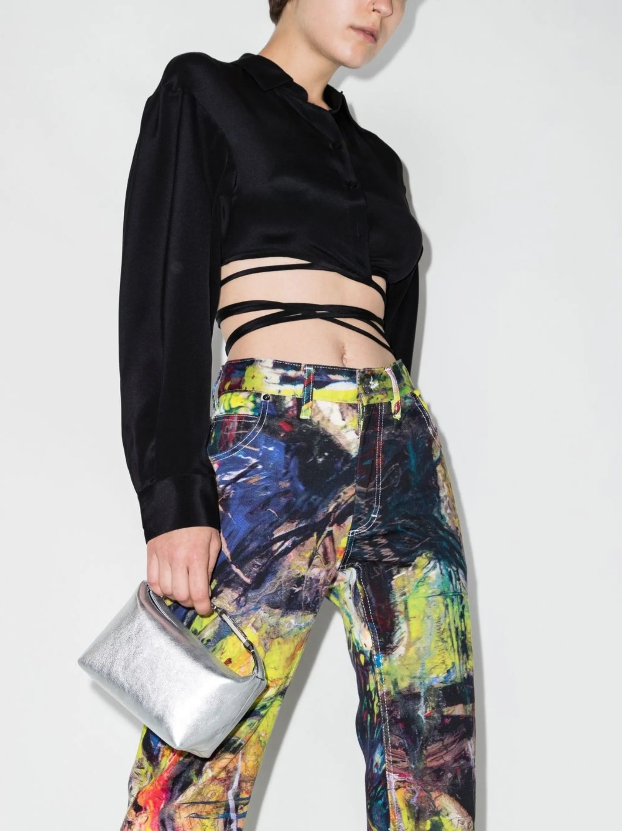 mini Moon metallic-leather bag
