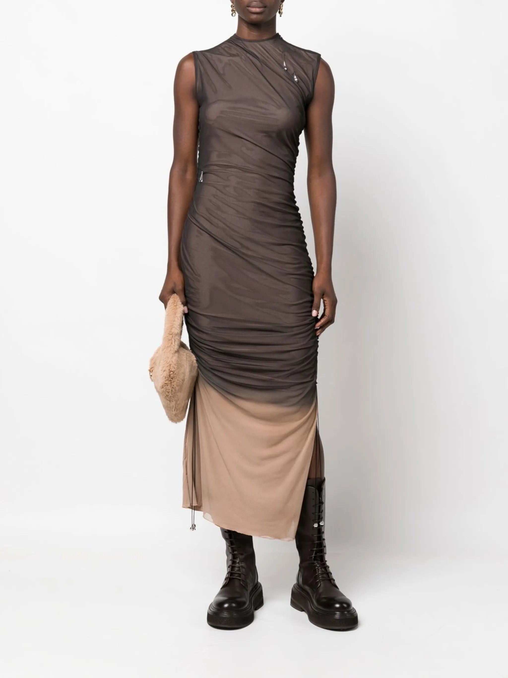 ruched midi dress