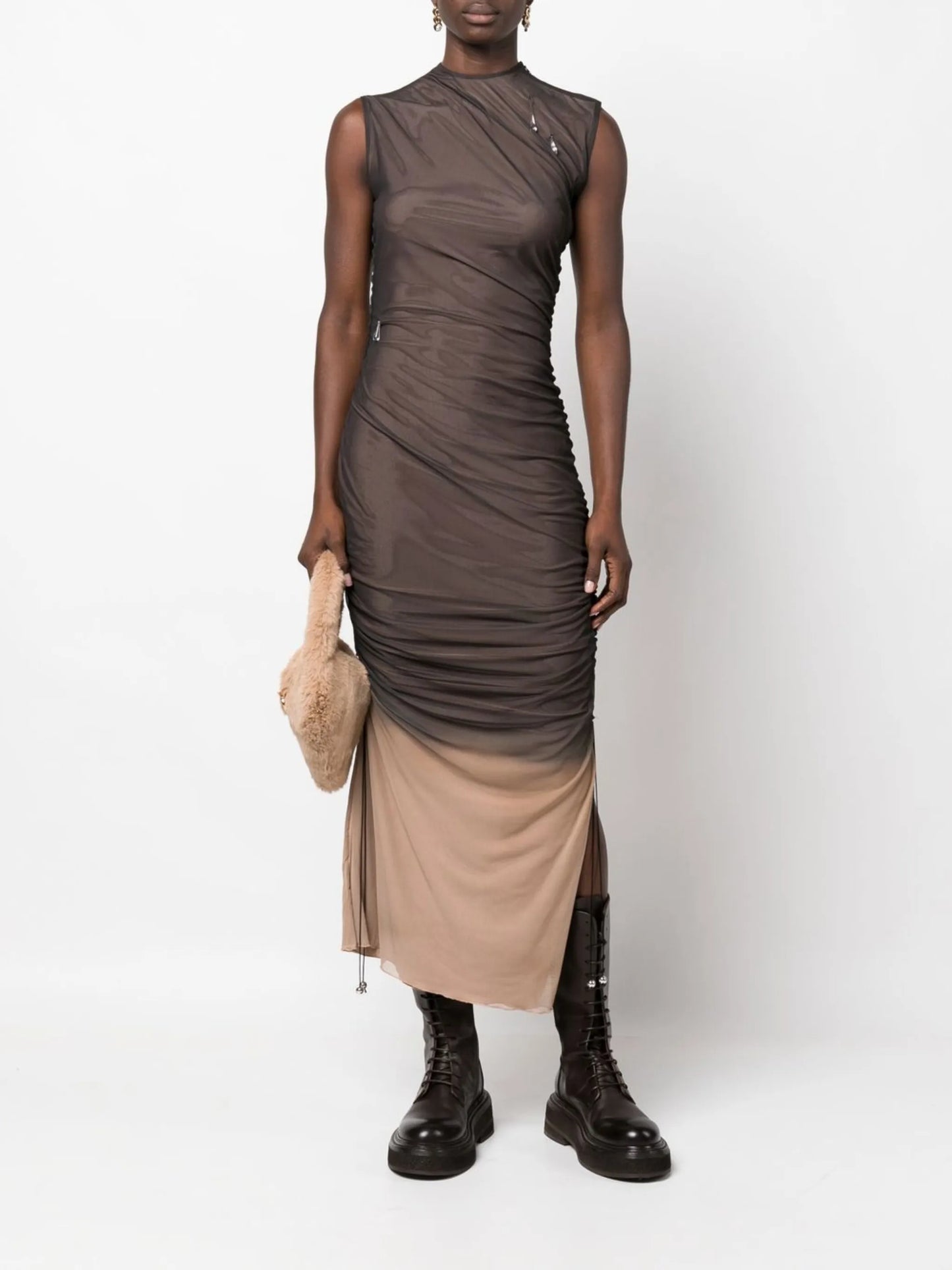 ruched midi dress