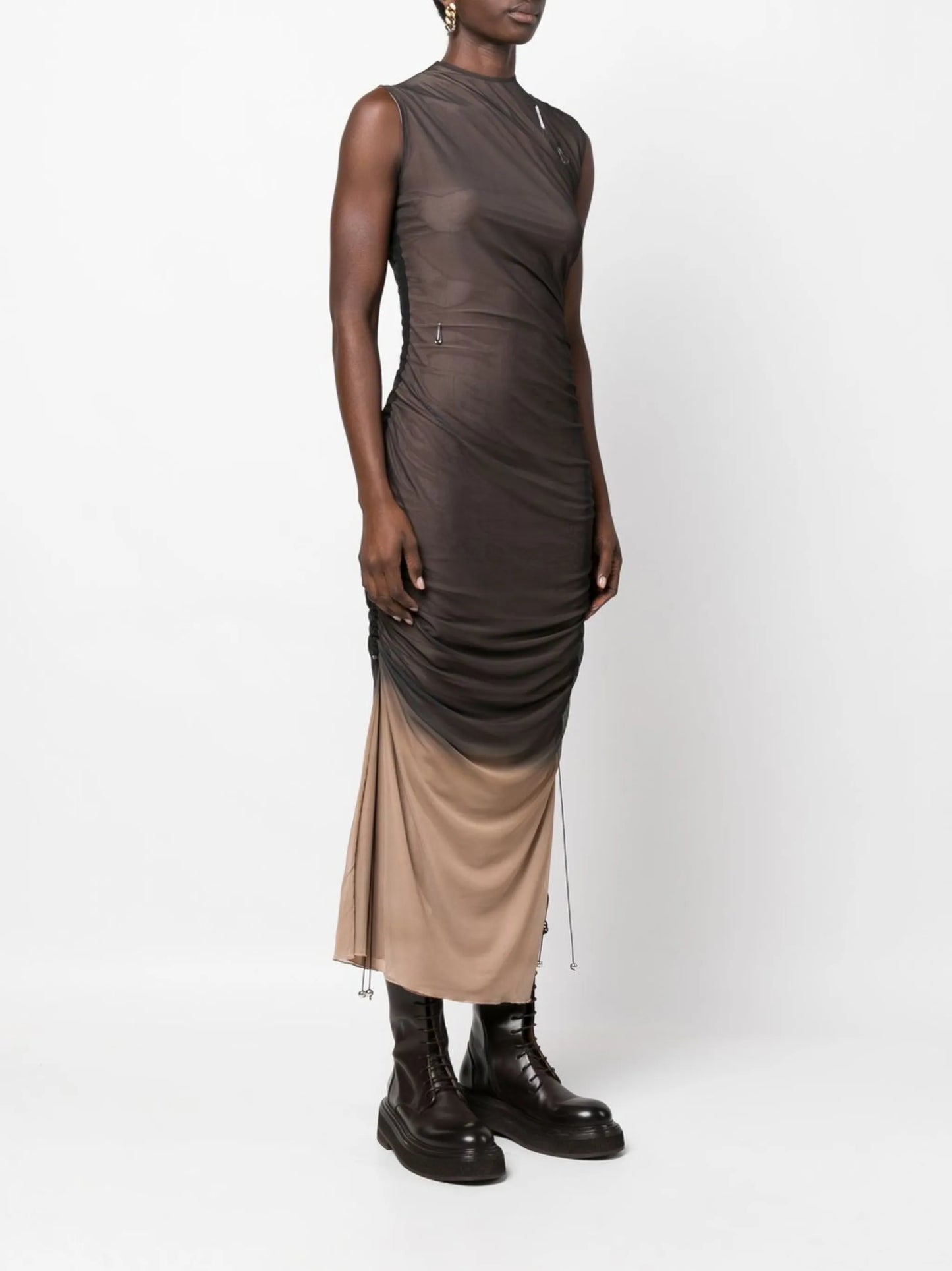 ruched midi dress