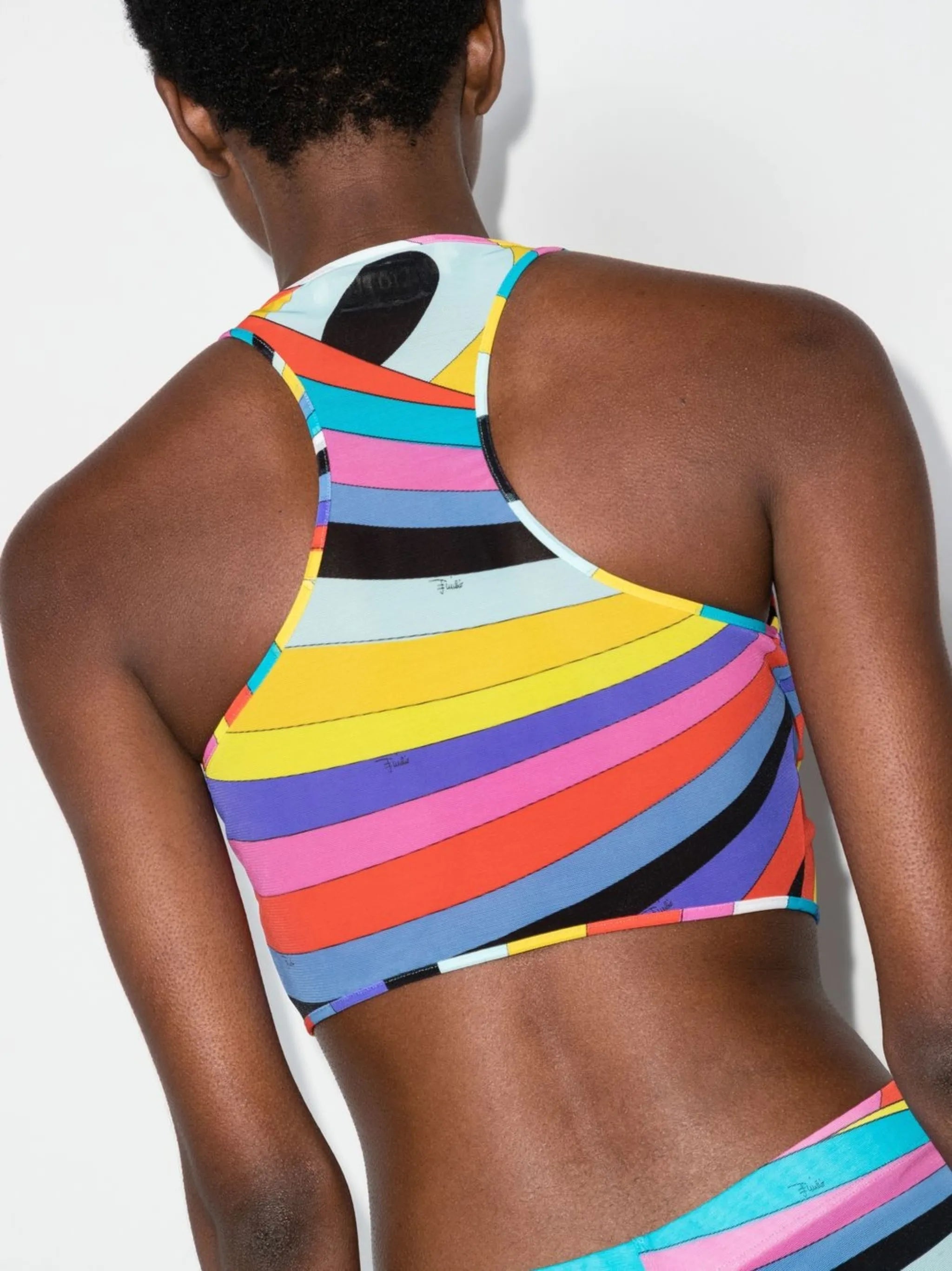 Iride-print racerback cropped top