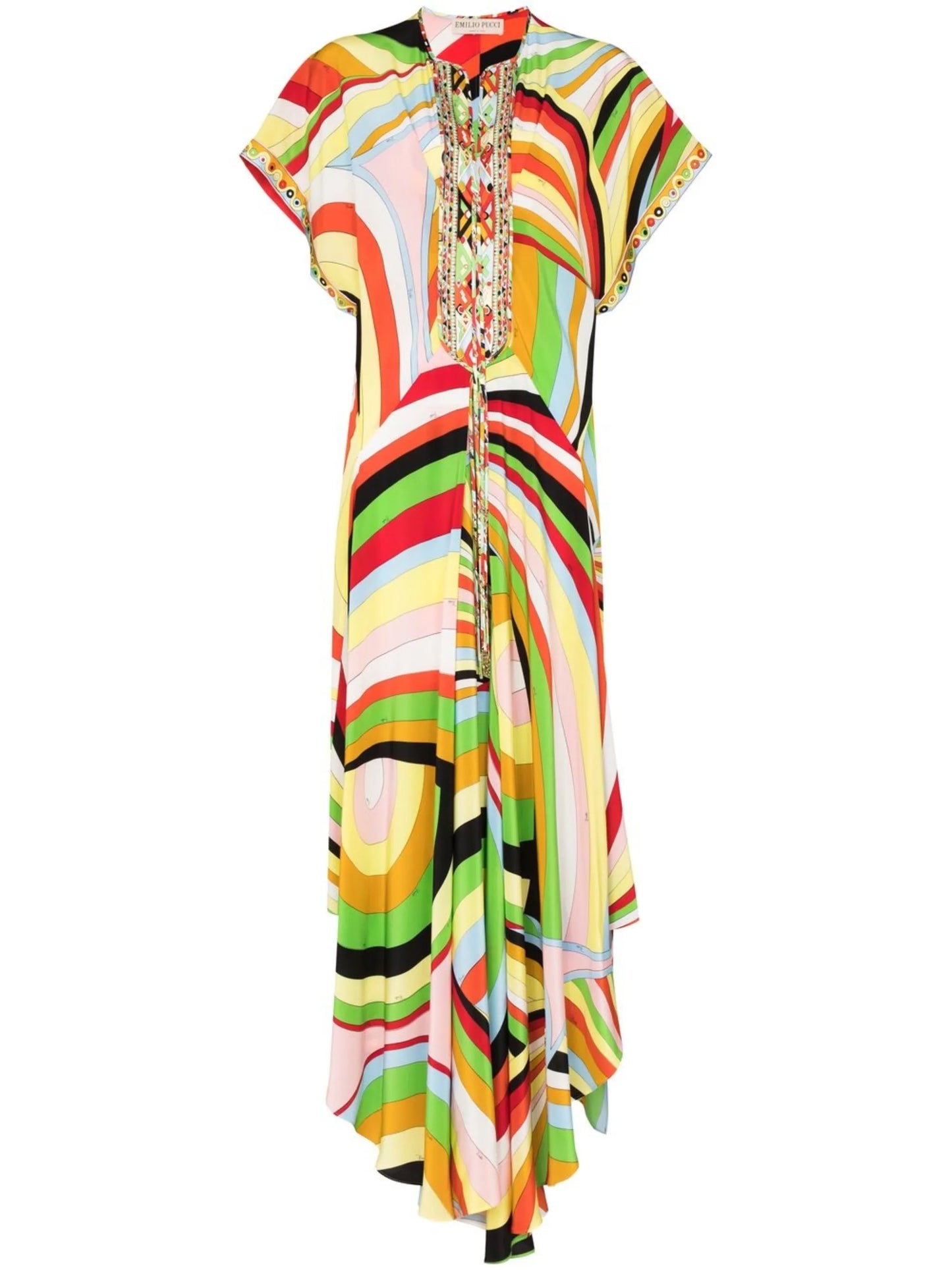 Iride-print silk kaftan dress