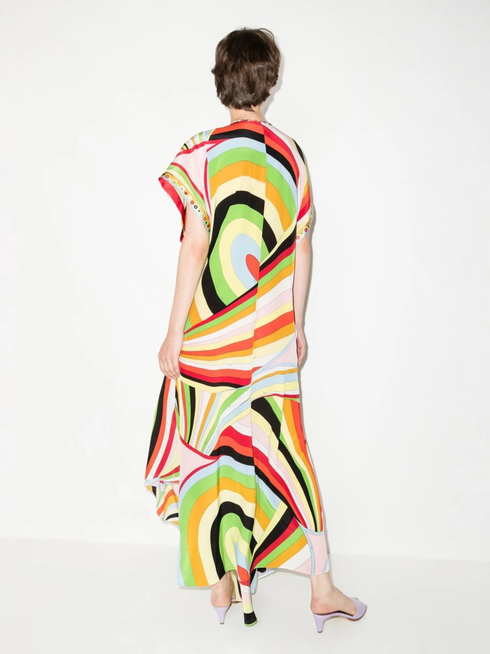 Iride-print silk kaftan dress