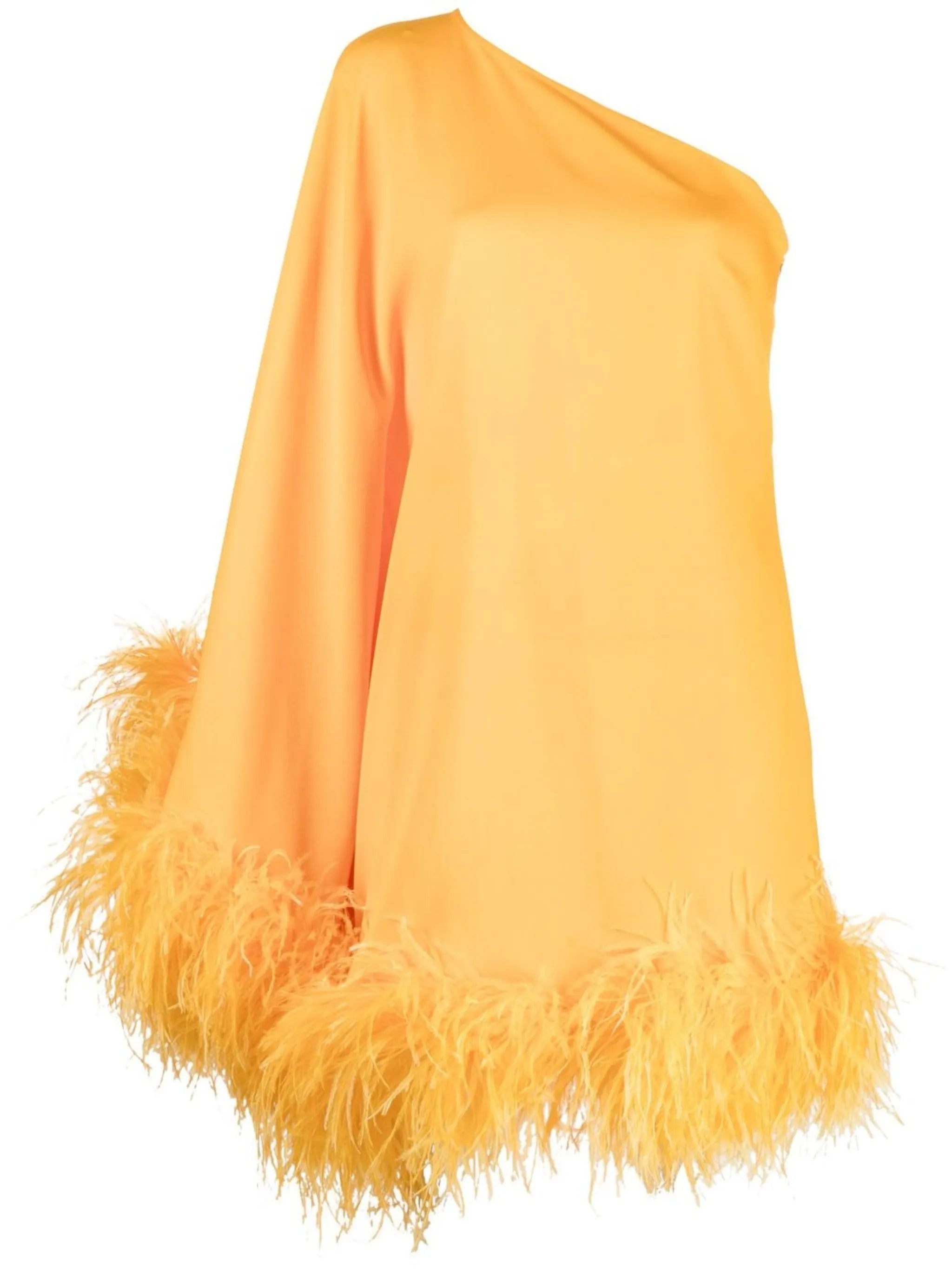 Picolo Ubud feather trimmed one-shoulder dress