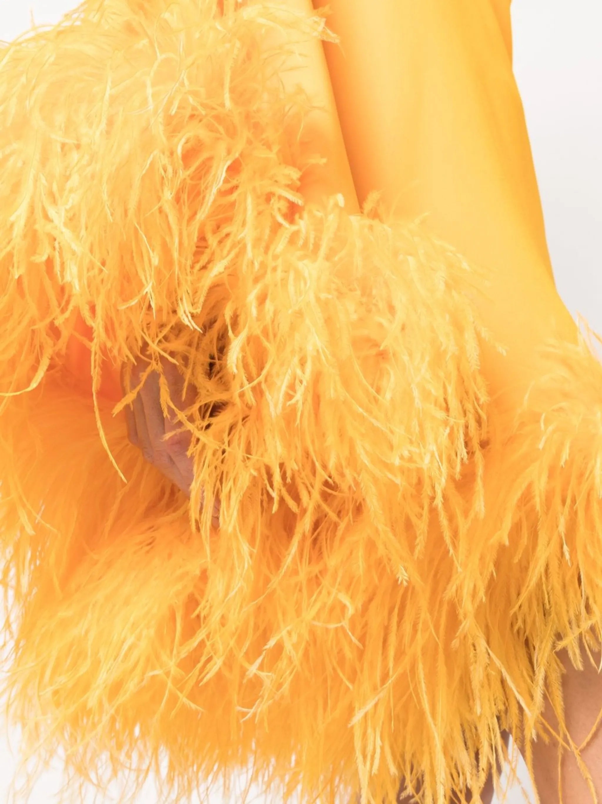 Picolo Ubud feather trimmed one-shoulder dress