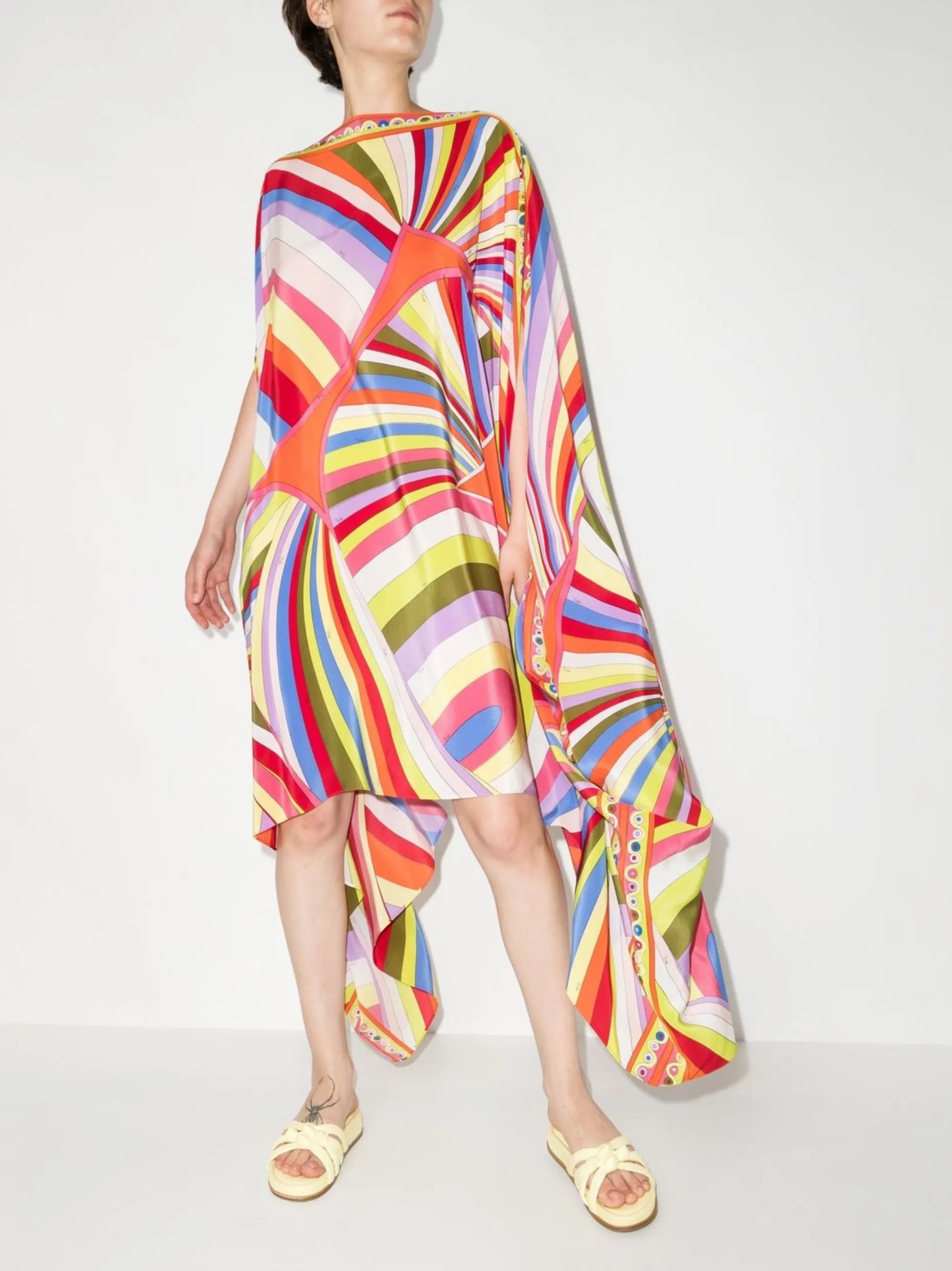 Iride-print silk kaftan
