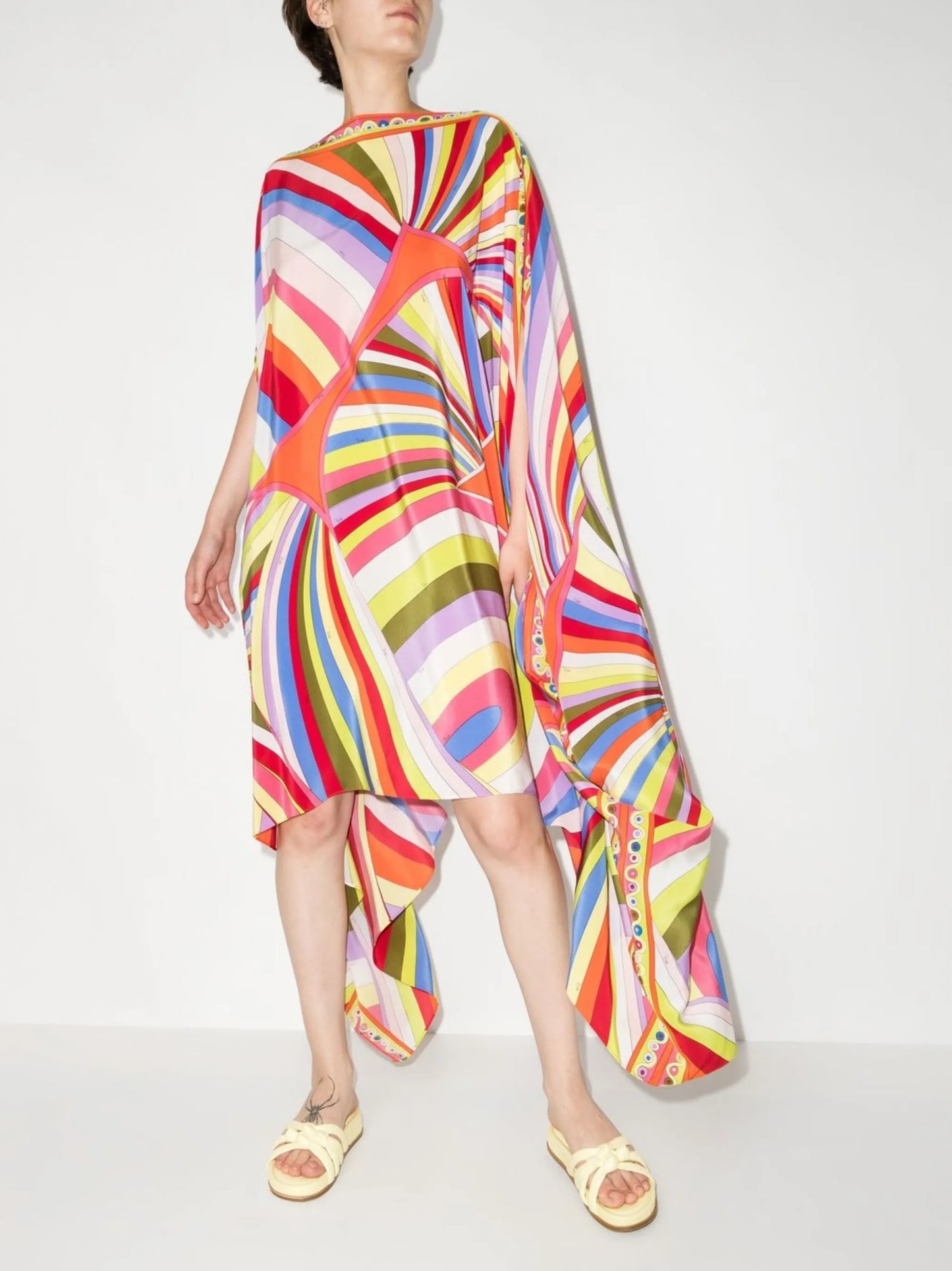 Iride-print silk kaftan
