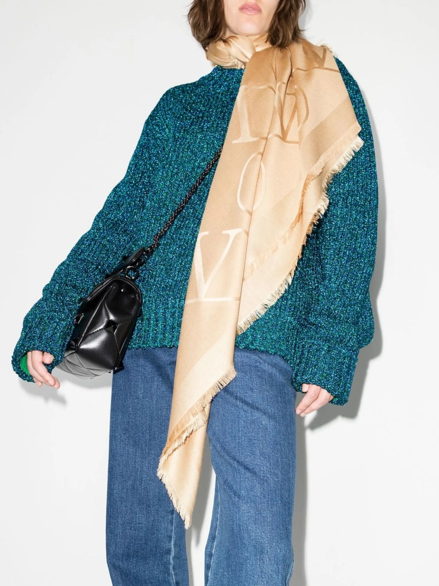 VLogo Signature fringed scarf