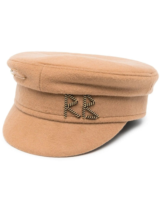 appliqué-logo wool beret