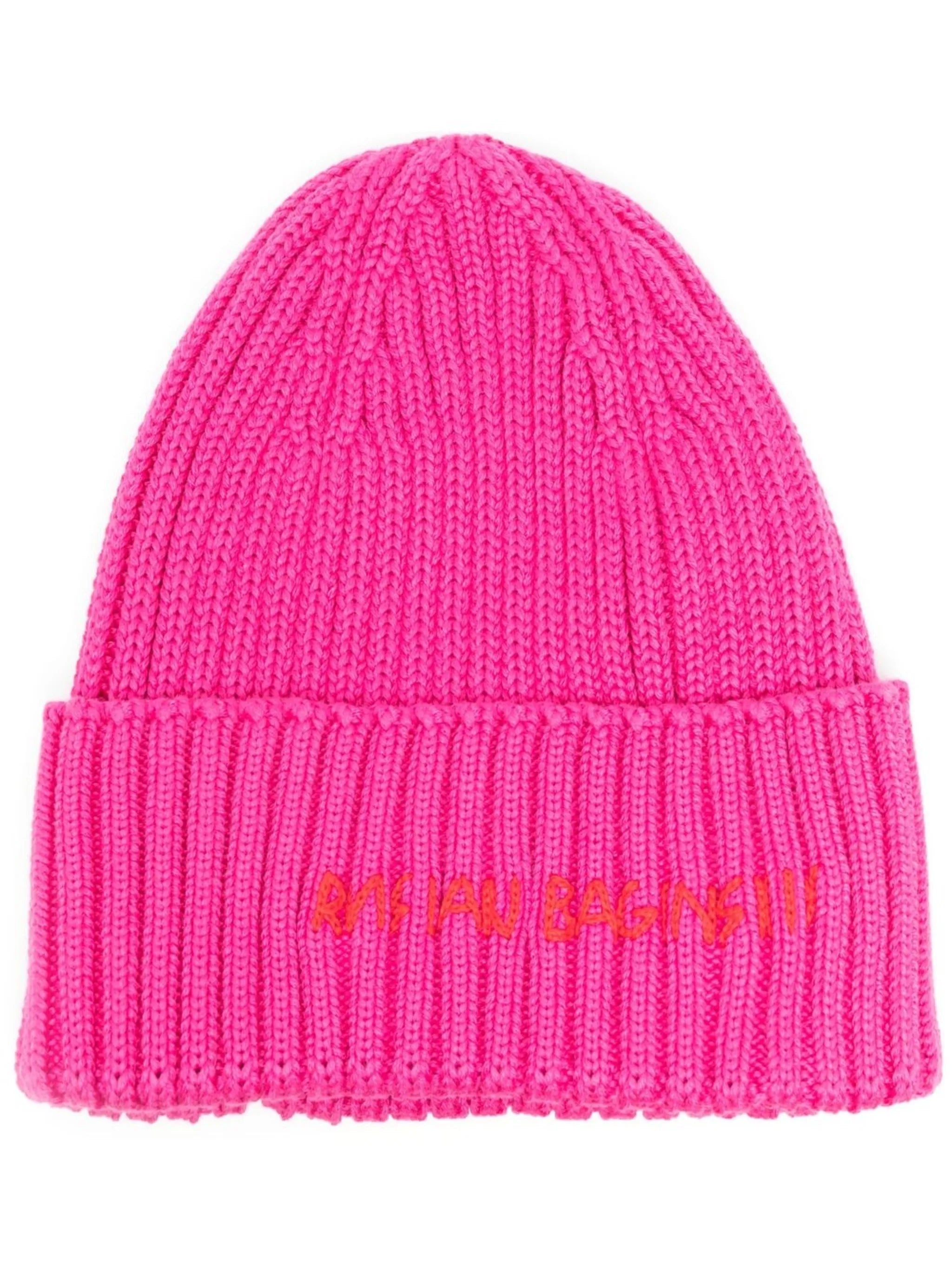 embroidered-logo ribbed-knit beanie