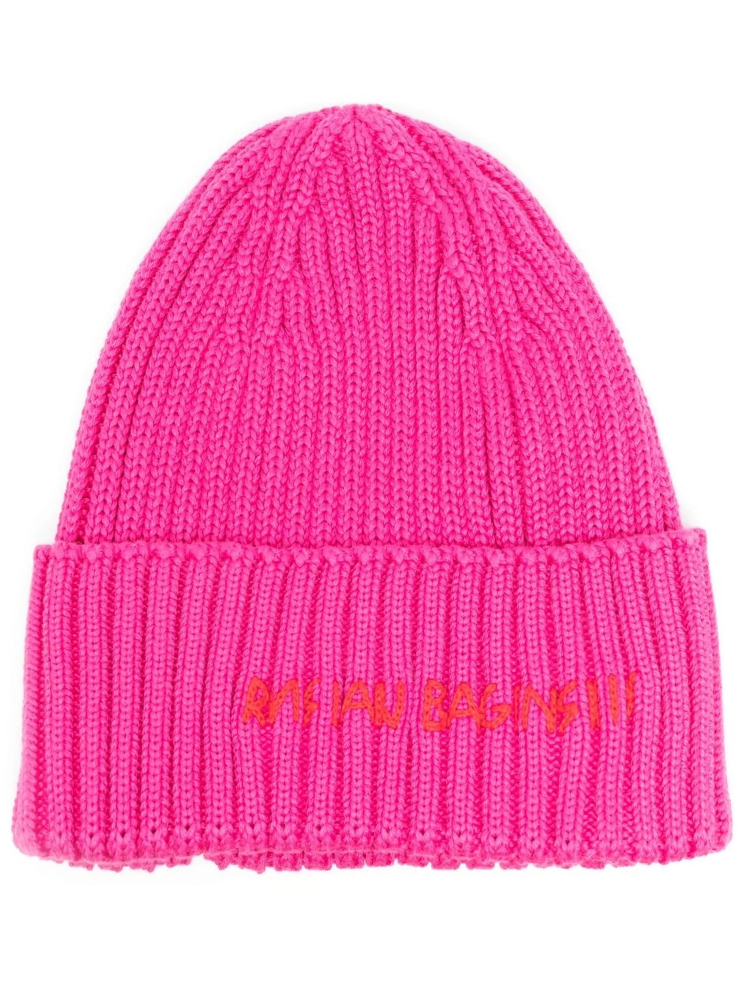 embroidered-logo ribbed-knit beanie