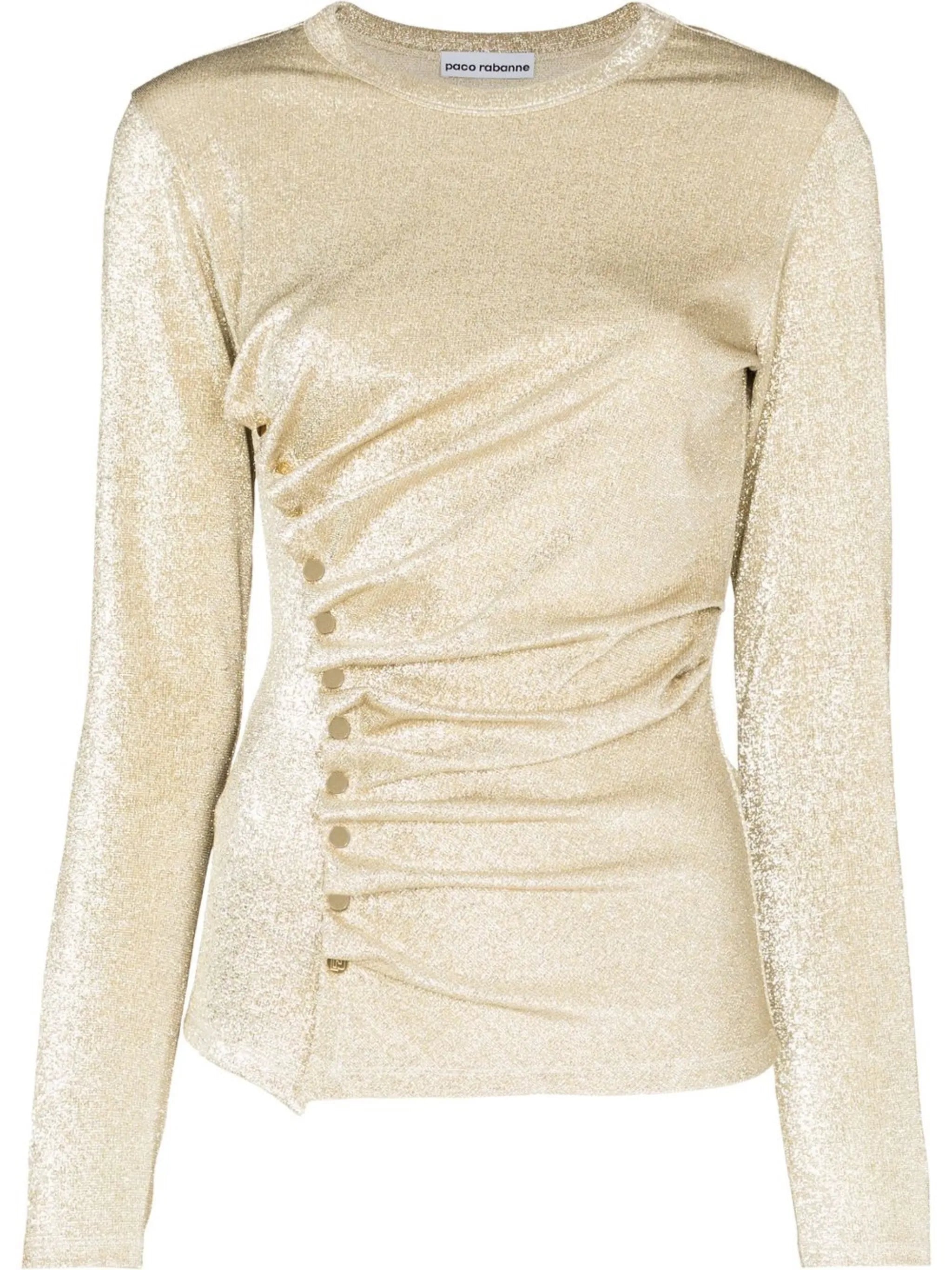 asymmetric metallic T-shirt