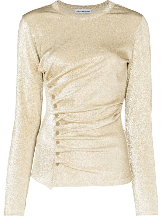 asymmetric metallic T-shirt